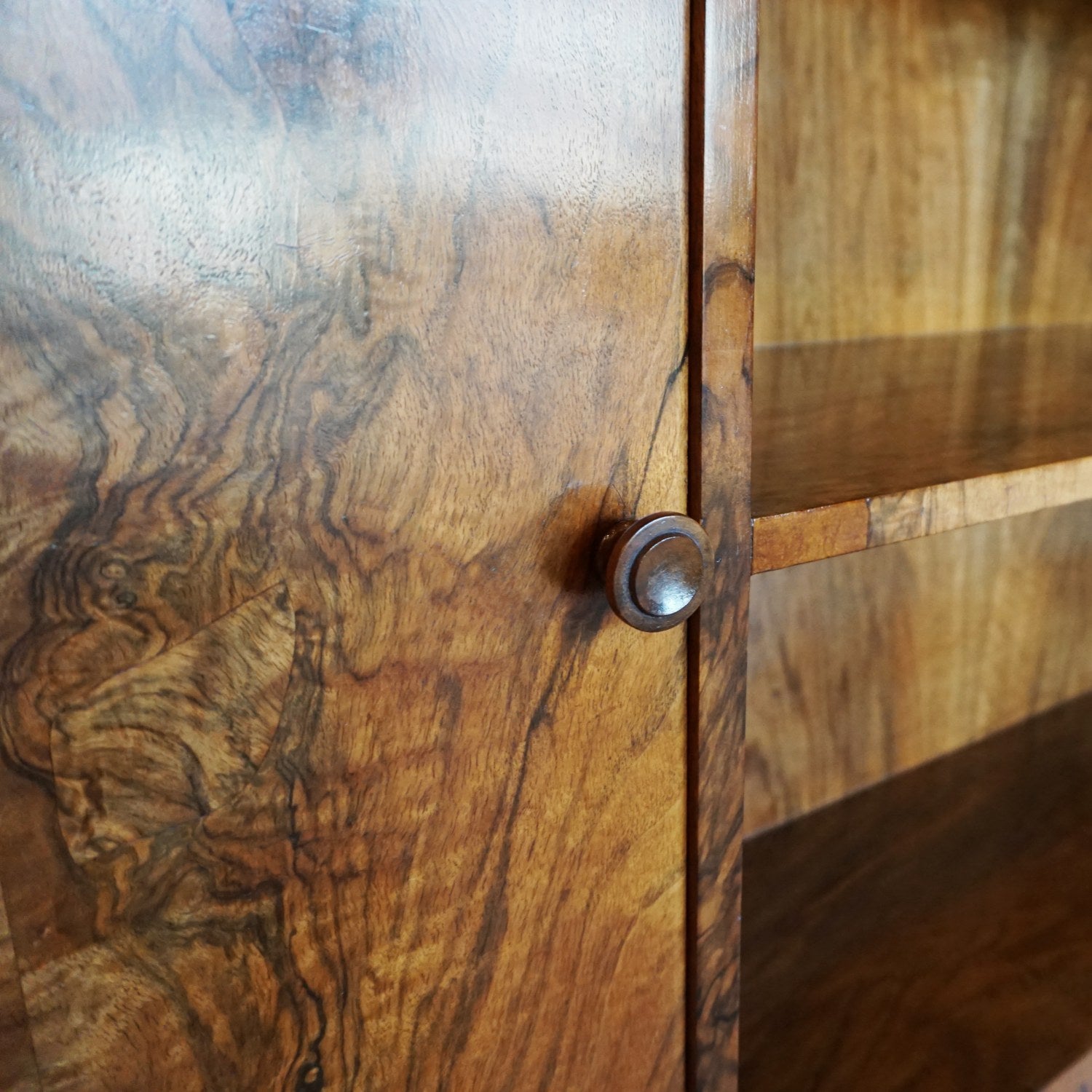 Art Deco Burr Walnut Veneered Bookcase English, Circa 1930 Jeroen Markies Art Deco