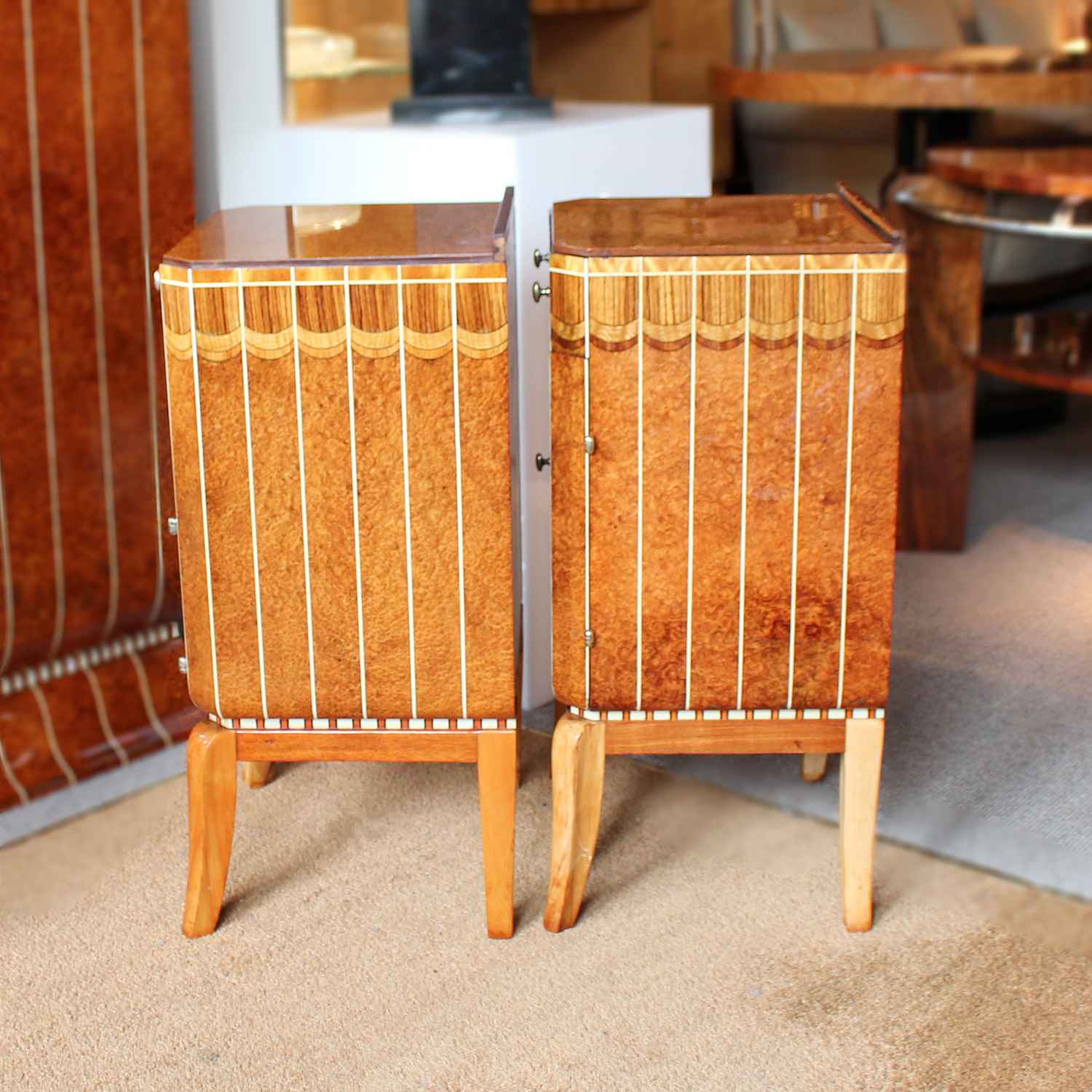 Art Deco bedside cabinets by Maple & Co
