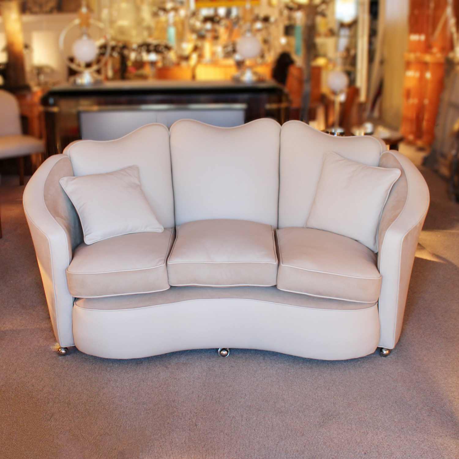 Art Deco Maurice Adams sofa with curved sides