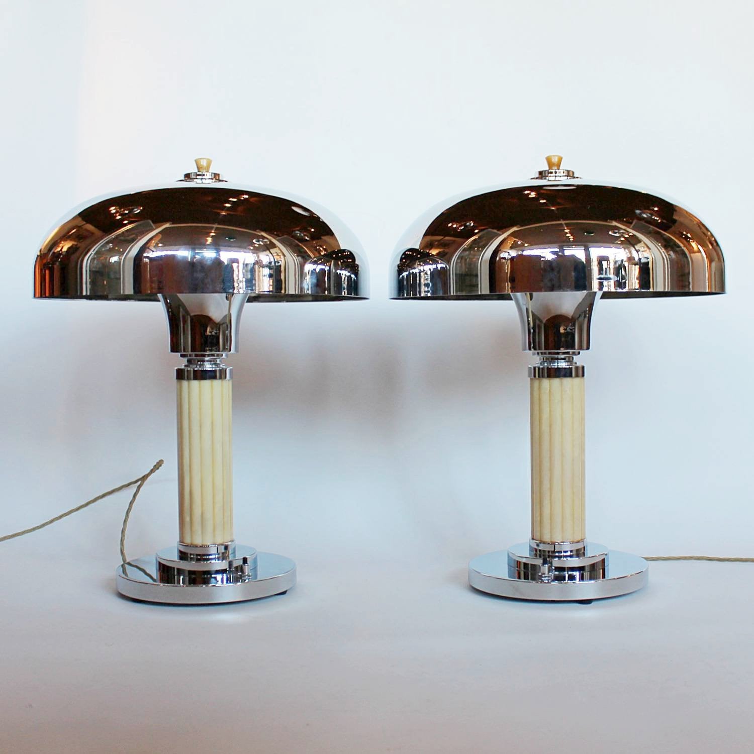 Art Deco dome bakelite and metal table lamps