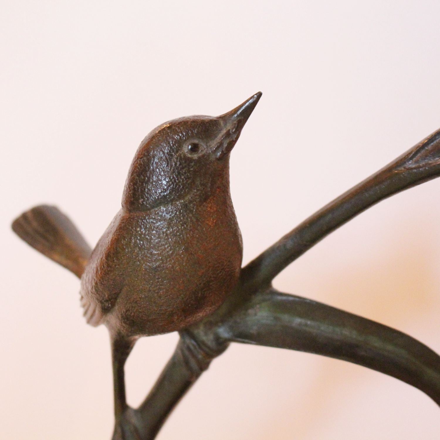 Irene Rochard Art Deco bronze bird perched on a tulip at Jeroen Markies