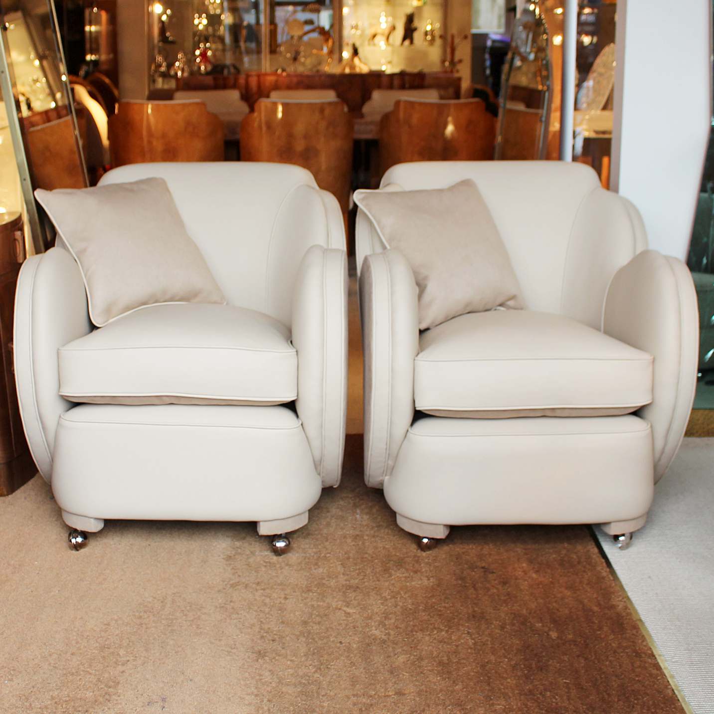 A pair of Art Deco cloud chairs by Harry & Lou Epstein at Jeroen Markies