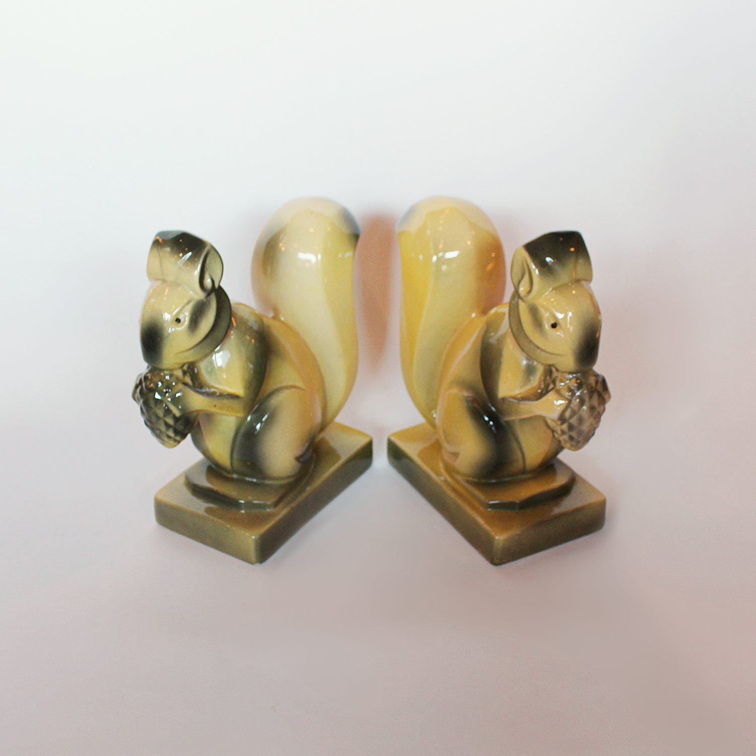 Art Deco ceramic squirrel bookends