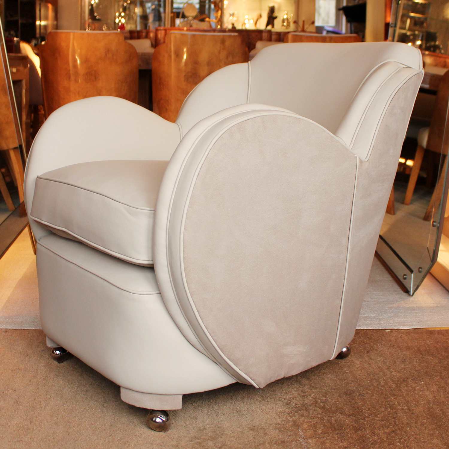 A pair of Art Deco cloud chairs by Harry & Lou Epstein at Jeroen Markies