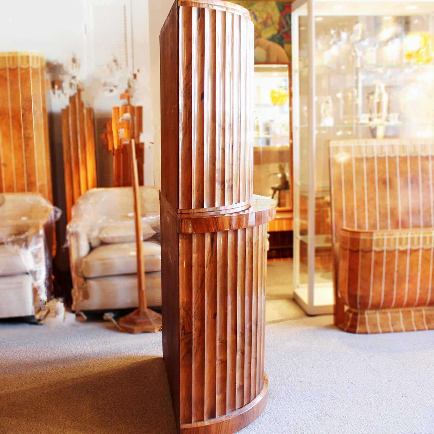 Art Deco demi-lune cocktail cabinet in walnut circa 1930