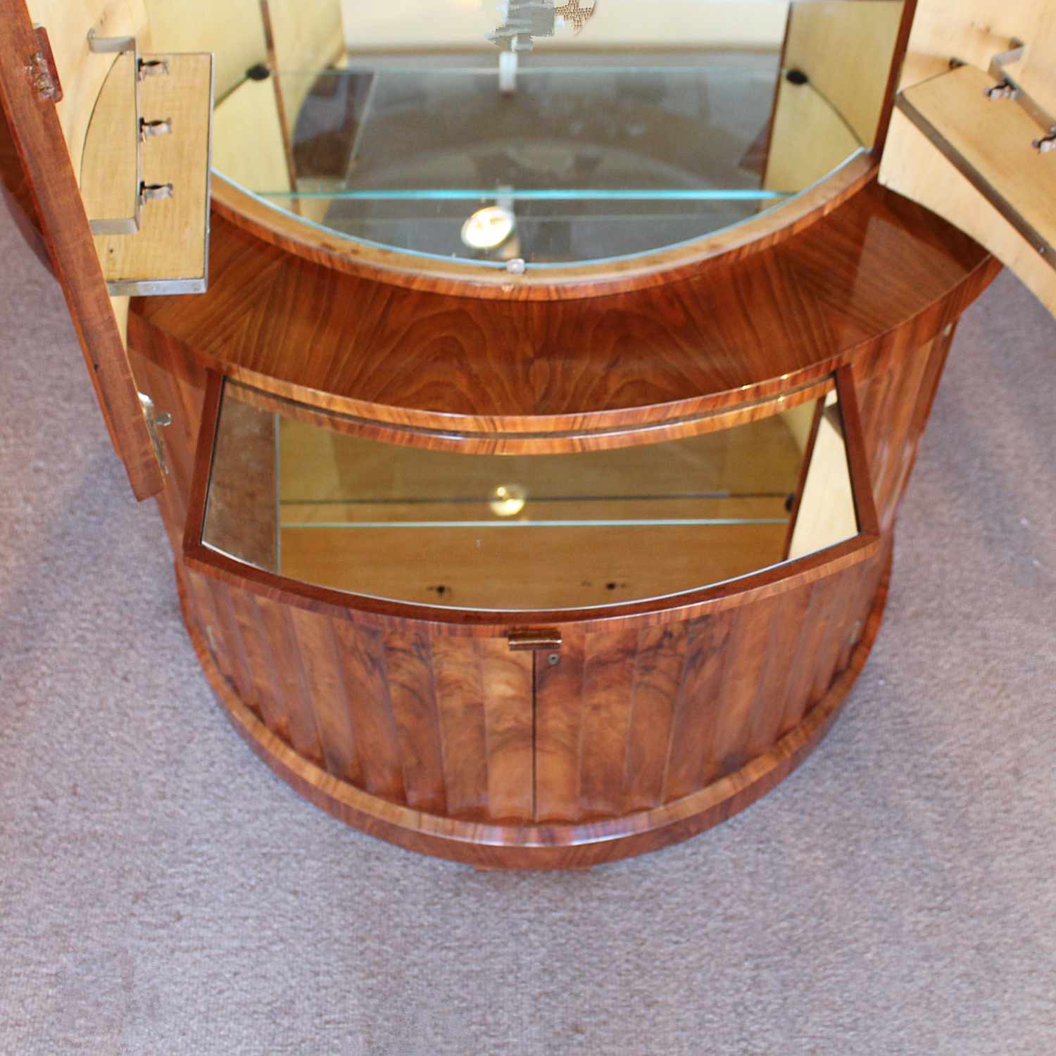 Art Deco demi-lune cocktail cabinet in walnut circa 1930