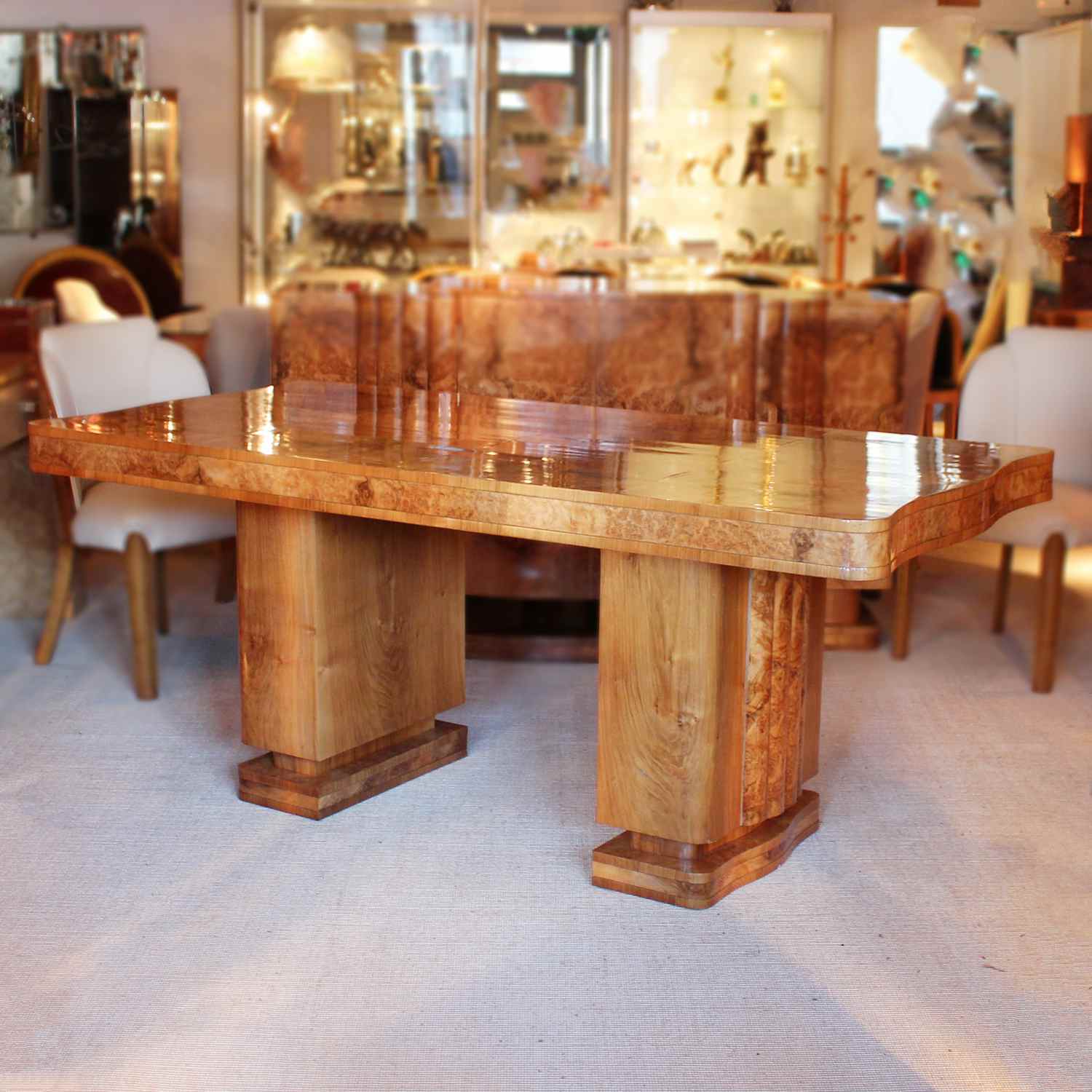 Epstein Art Deco dining suite with six chairs circa 1930 at Jeroen Markies