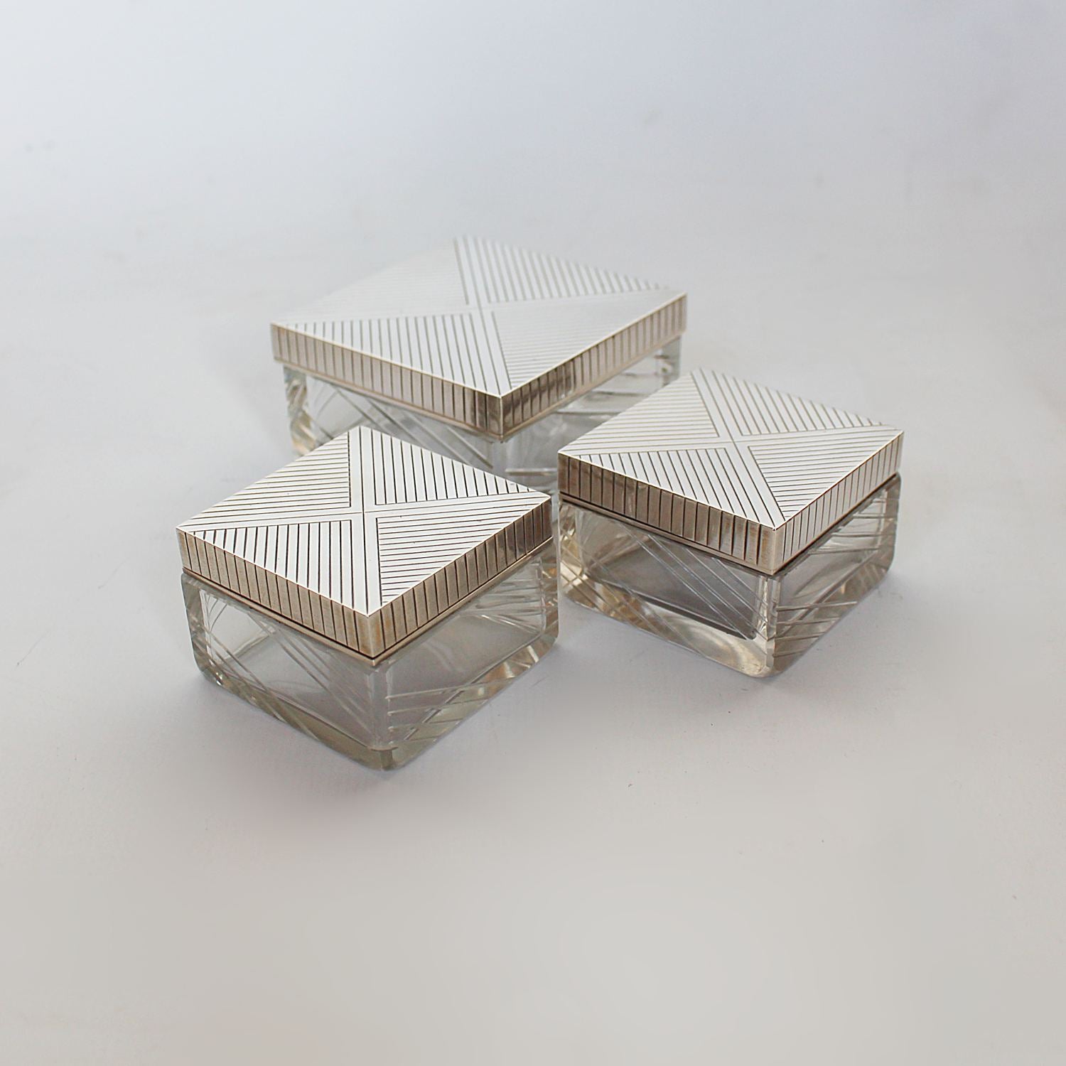 Asprey Art Deco silver vanity set dated 1937