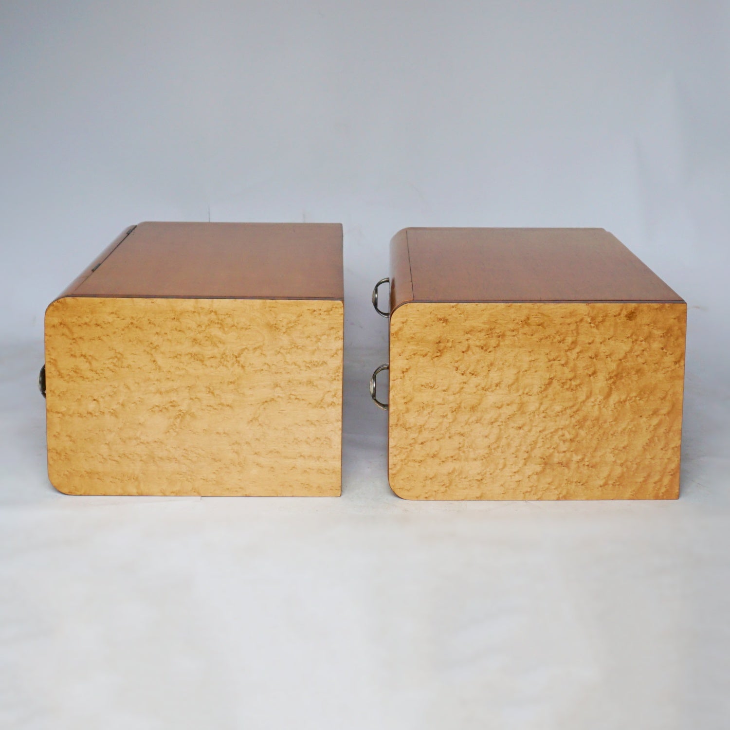 Art Deco Bedside Cabinets Birdseye Maple and Walnut - Jeroen Markies Art Deco
