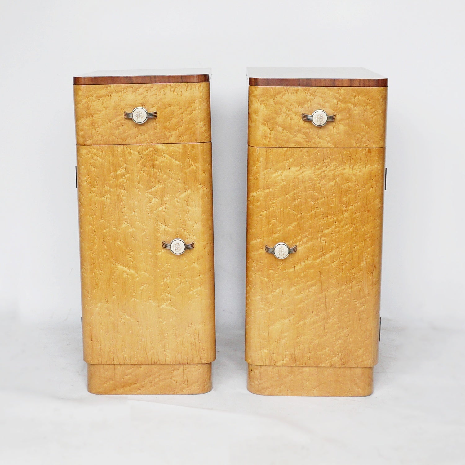 Art Deco Bedside Cabinets Birdseye Maple and Walnut - Jeroen Markies Art Deco