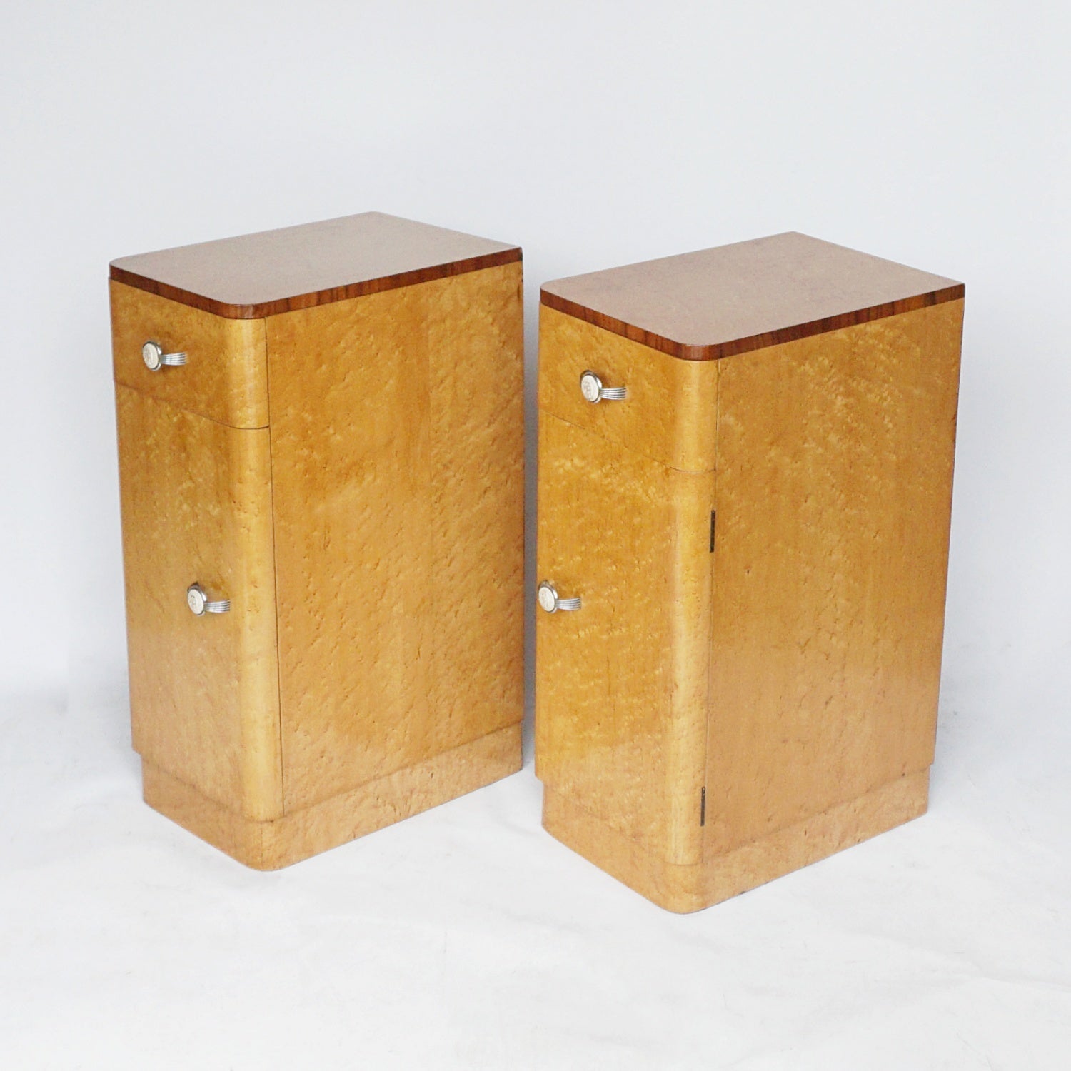 Art Deco Bedside Cabinets Birdseye Maple and Walnut - Jeroen Markies Art Deco