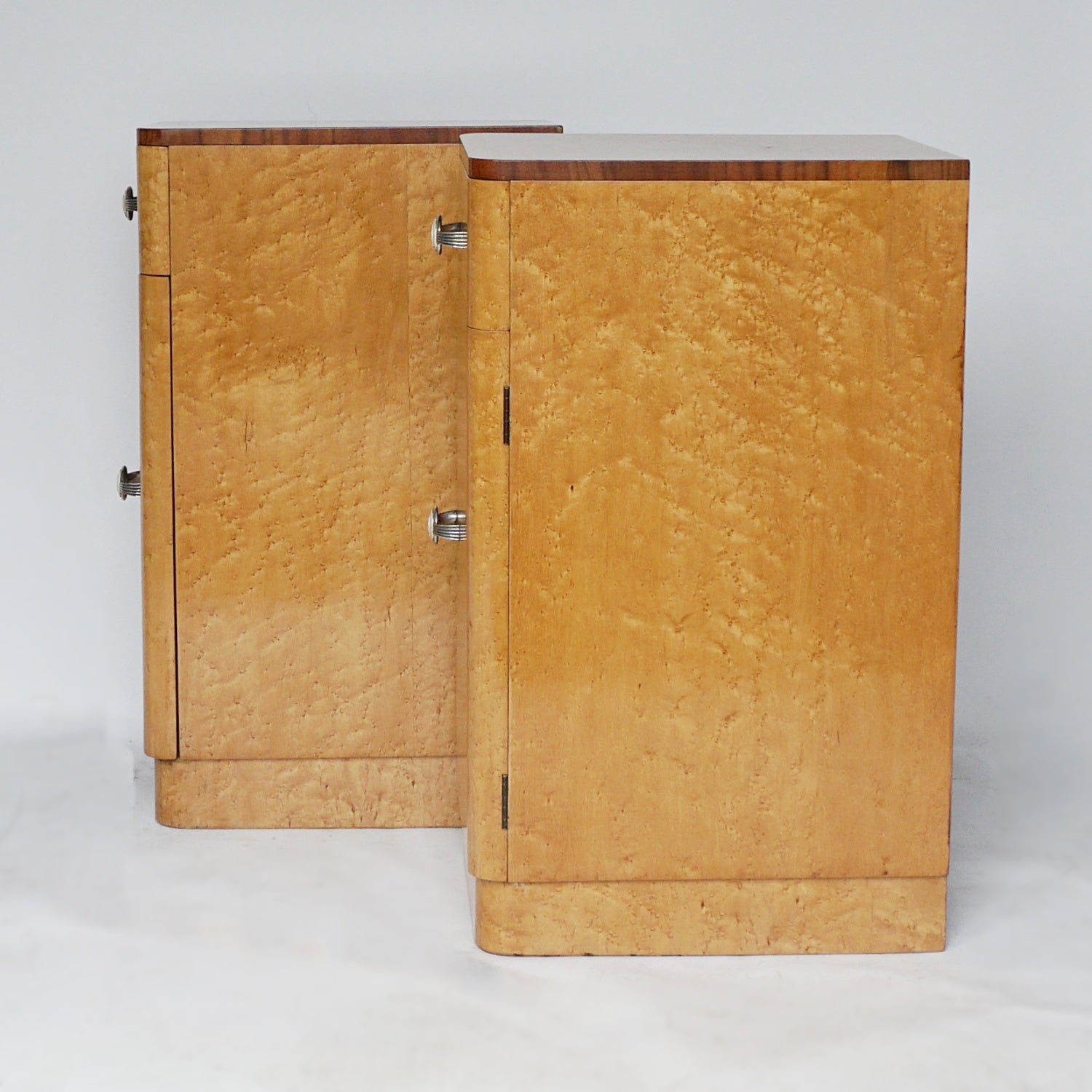 Art Deco Bedside Cabinets Birdseye Maple and Walnut - Jeroen Markies Art Deco
