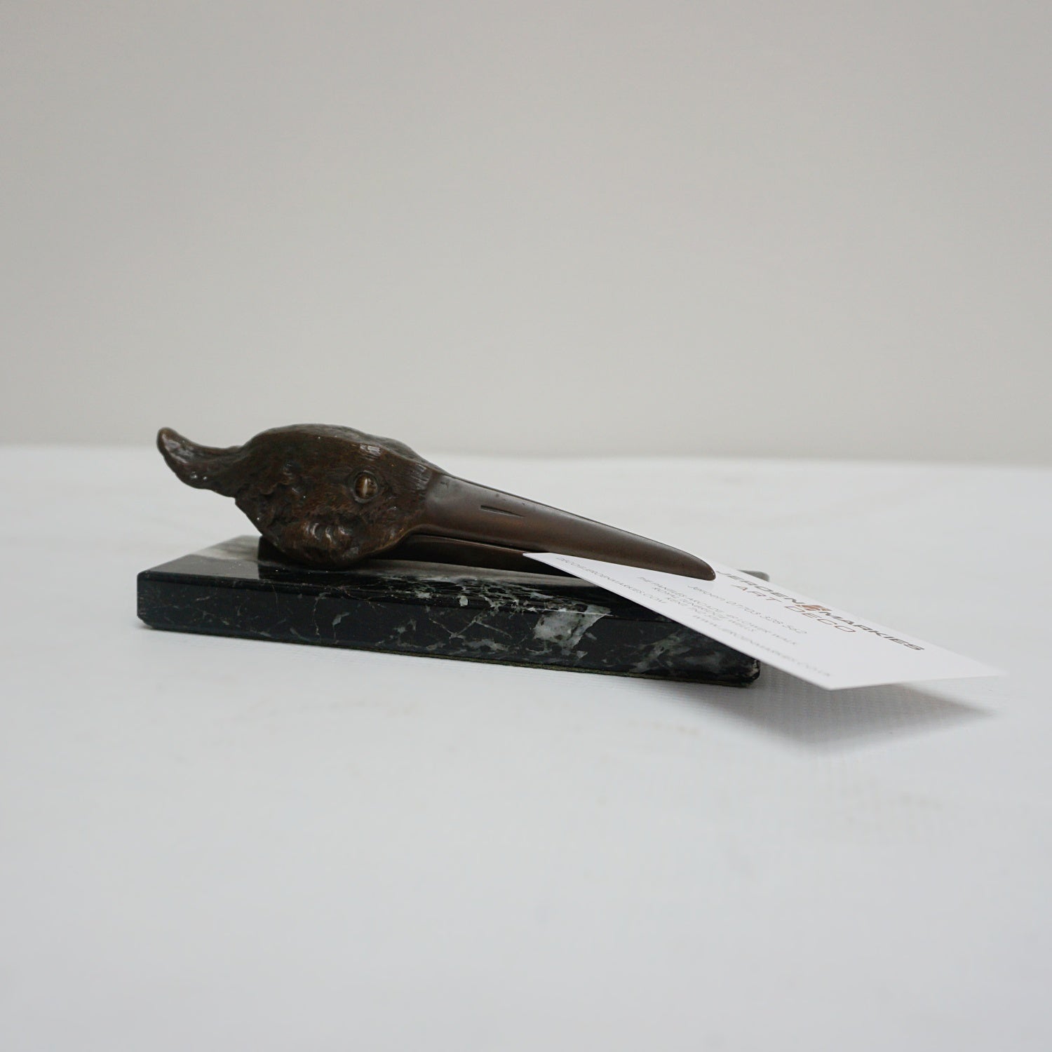1930 Bronze Bird Stork Marble Base Letter Holder English Art Deco Jeroen Markies