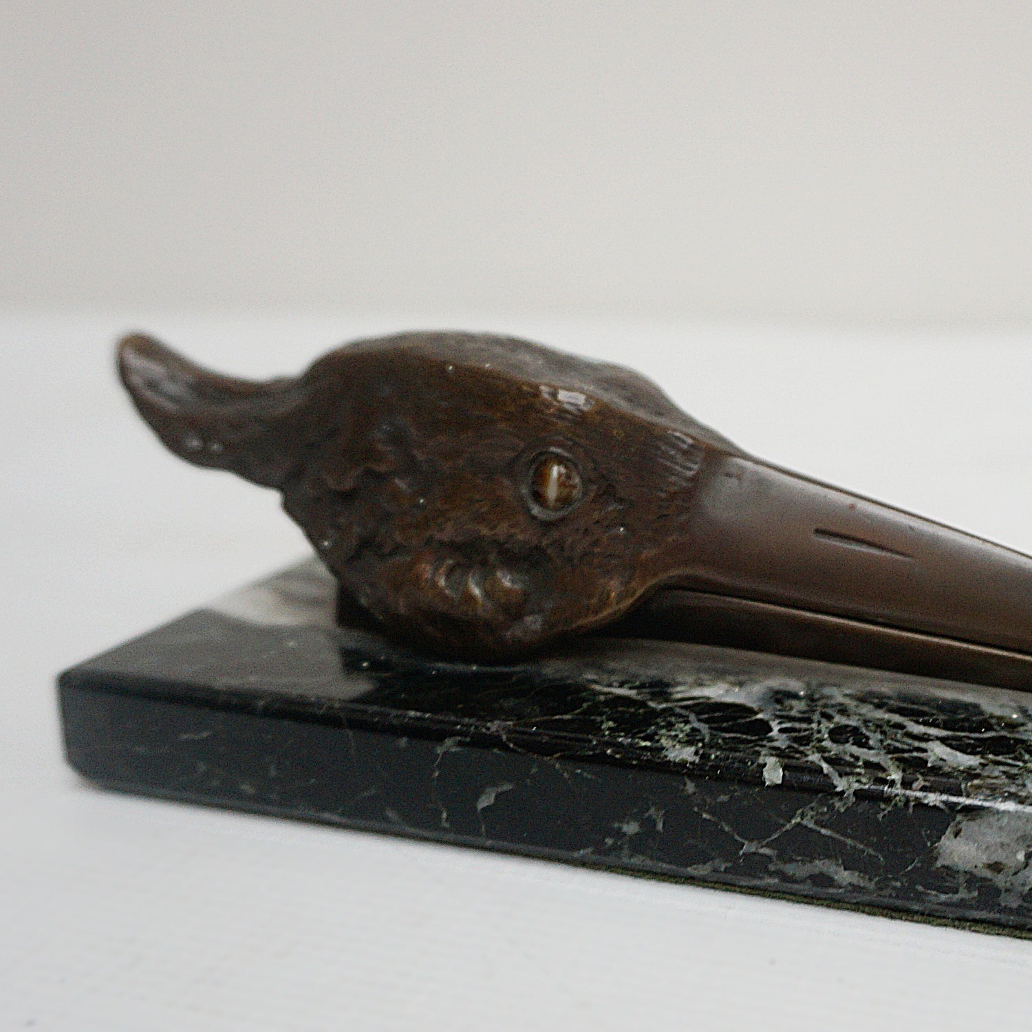 1930 Bronze Bird Stork Marble Base Letter Holder English Art Deco Jeroen Markies