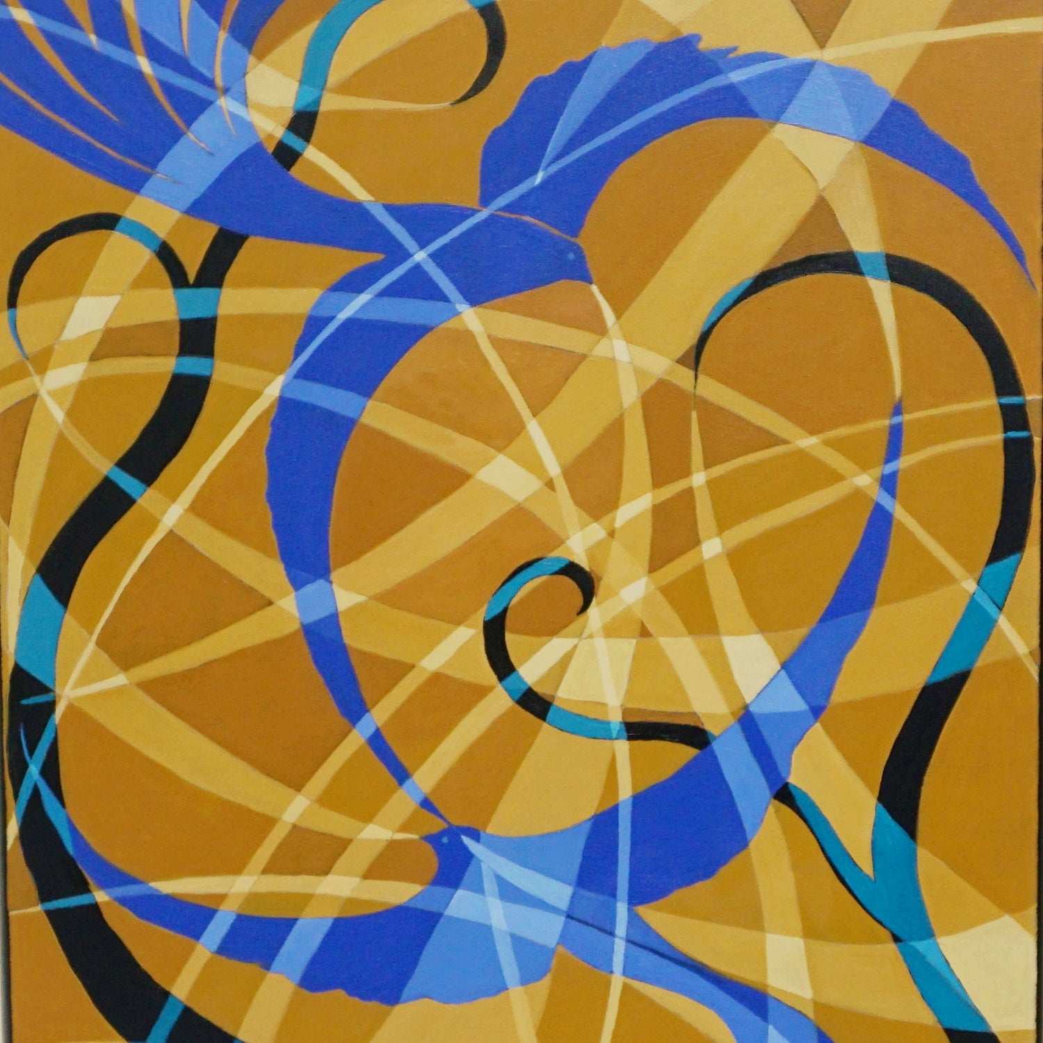 'Bliue Love Birds' Contemporary Oil On Canvas Painting by Vera Jefferson - Jeroen Markies Art Deco