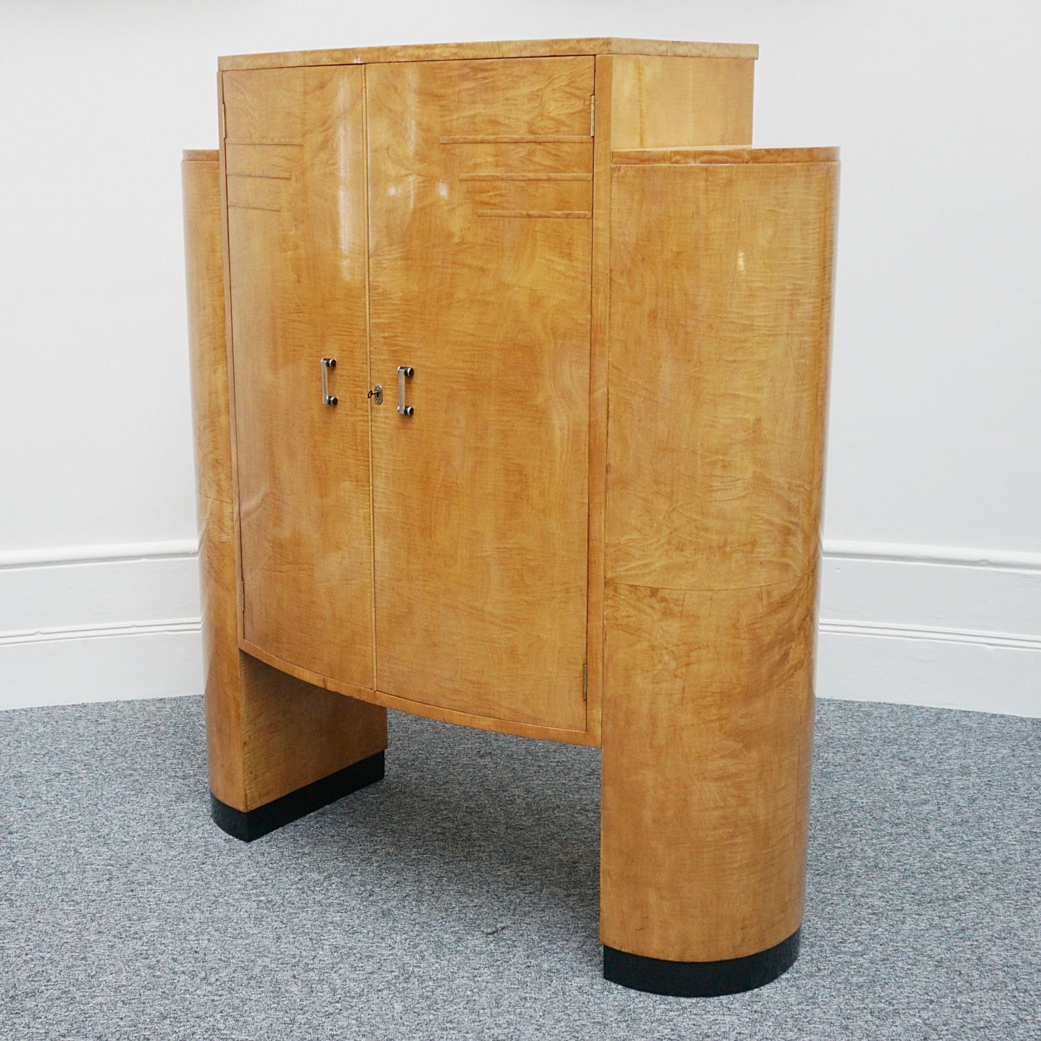 Art Deco Cocktail Cabinet by Hille Satin Birch English Circa 1930 - Jeroen Markies Art Deco