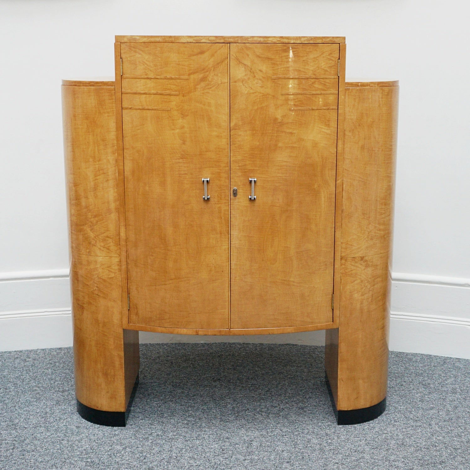 Art Deco Cocktail Cabinet by Hille Satin Birch English Circa 1930 - Jeroen Markies Art Deco