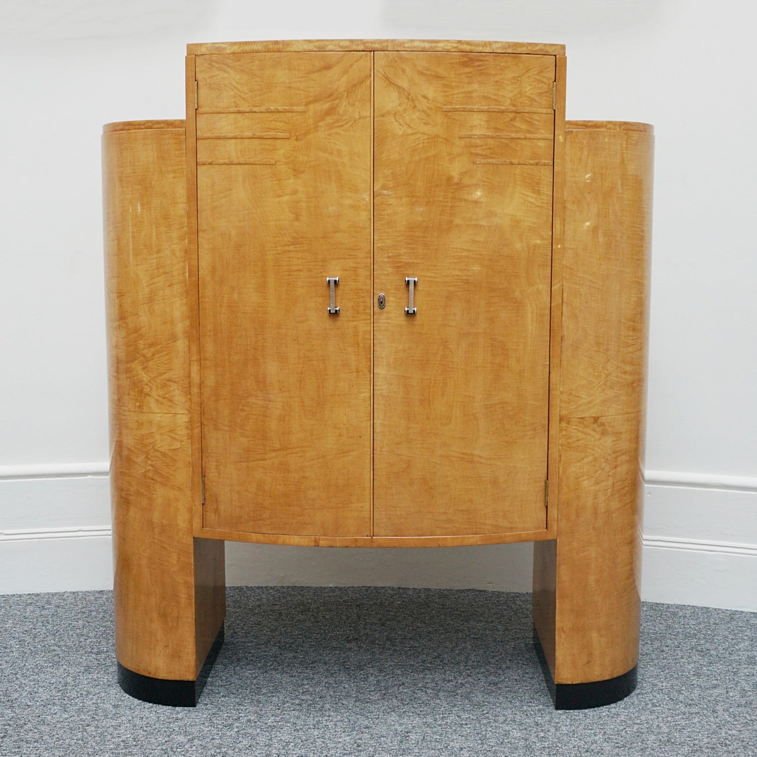 Art Deco Cocktail Cabinet by Hille Satin Birch English Circa 1930 - Jeroen Markies Art Deco