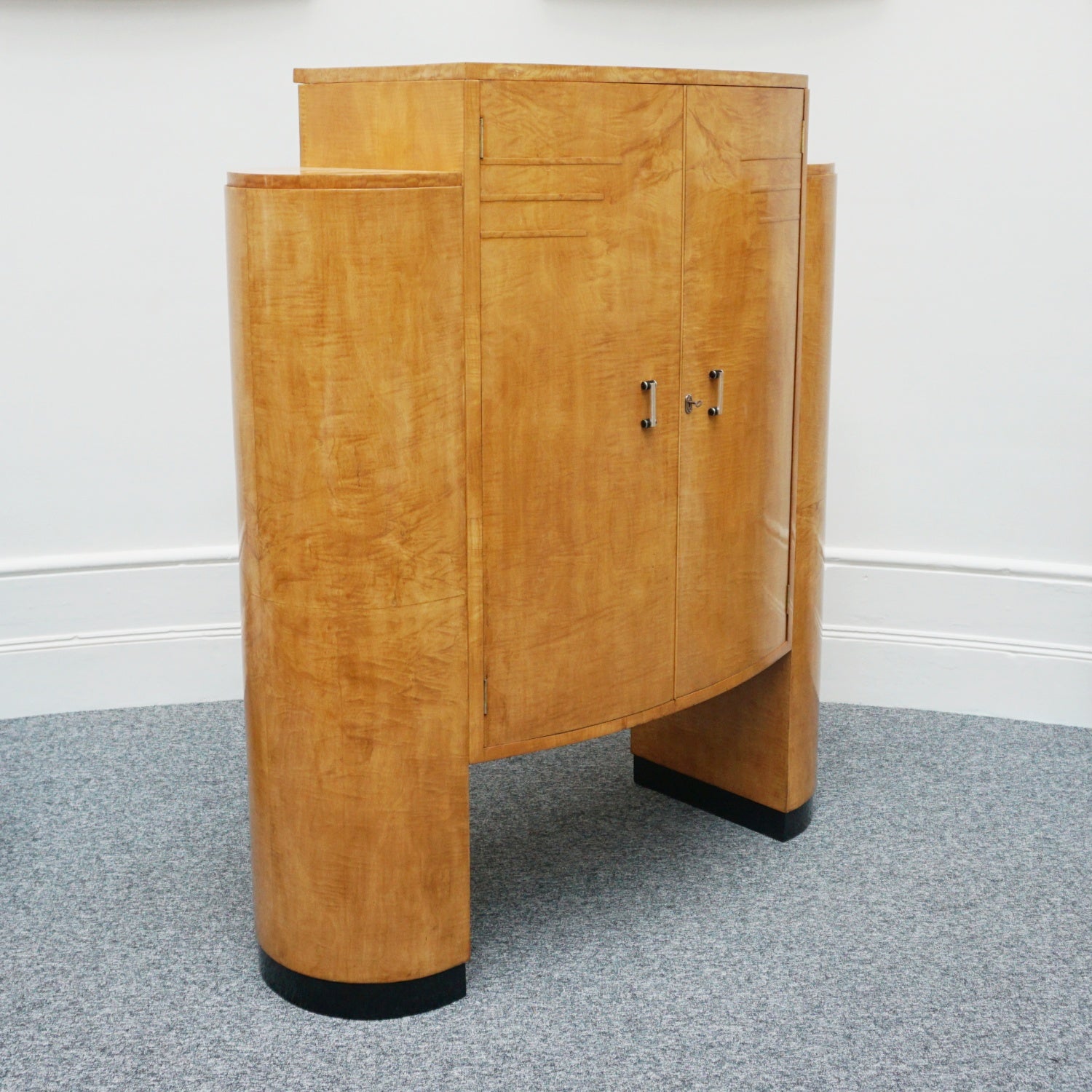Art Deco Cocktail Cabinet by Hille Satin Birch English Circa 1930 - Jeroen Markies Art Deco