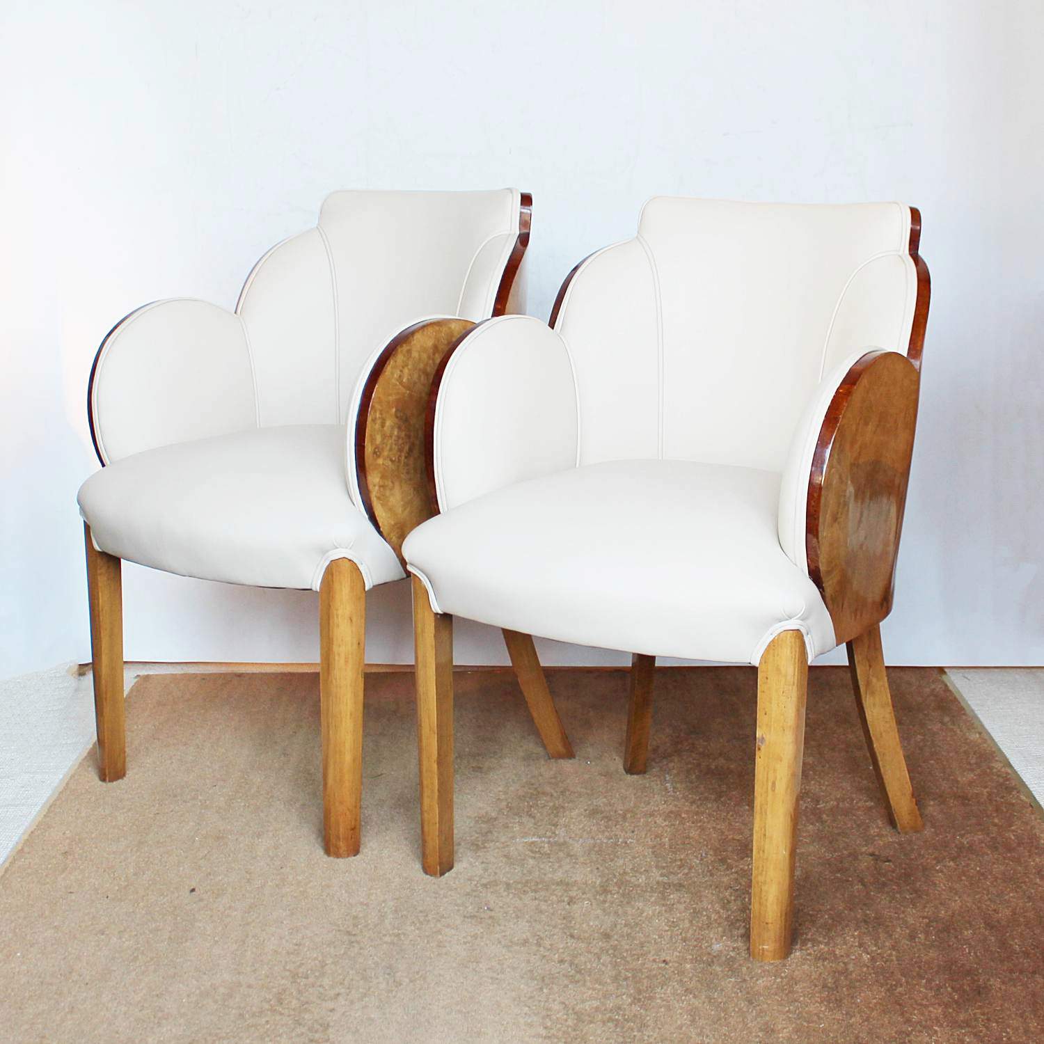 Epstein Art Deco cloud back chairs in burr walnut at Jeroen Markies
