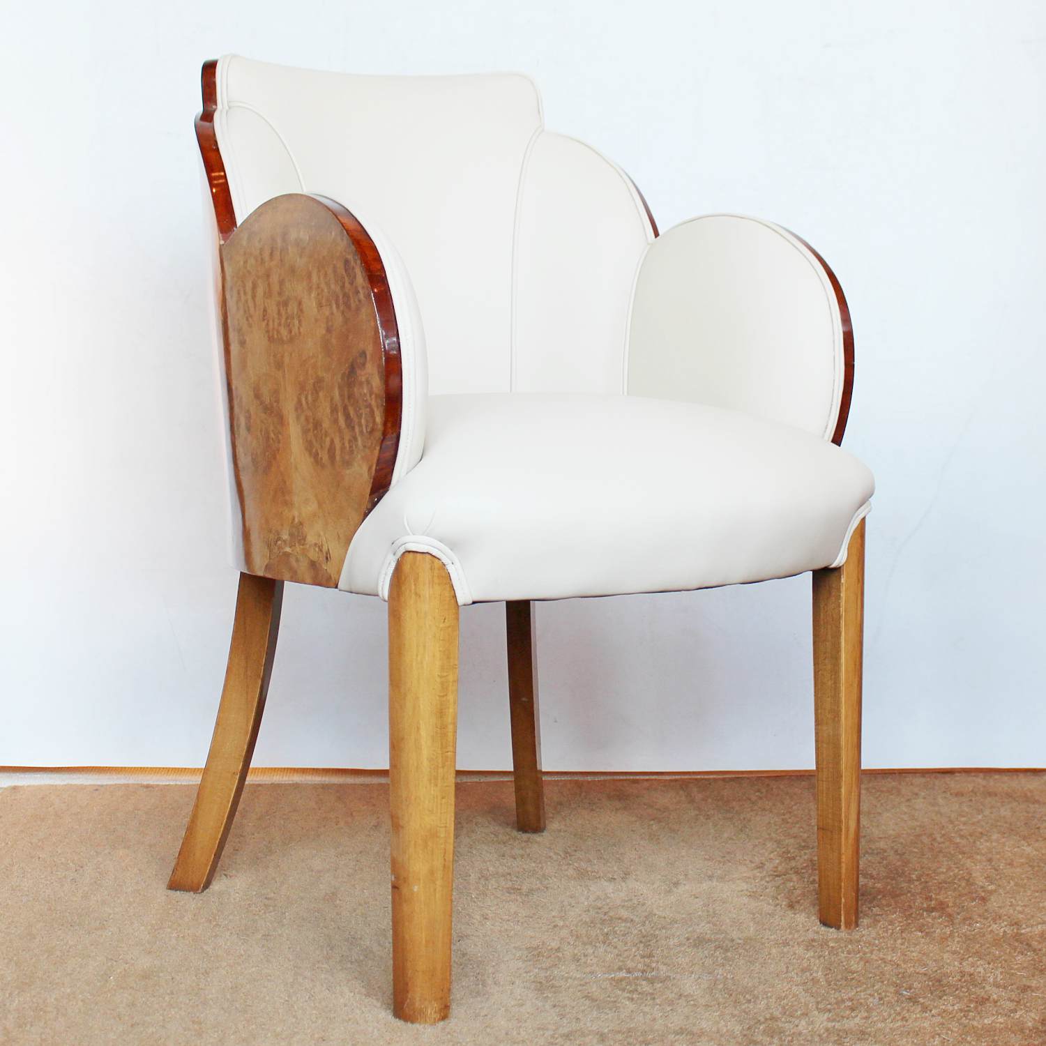 Epstein Art Deco cloud back chairs in burr walnut at Jeroen Markies
