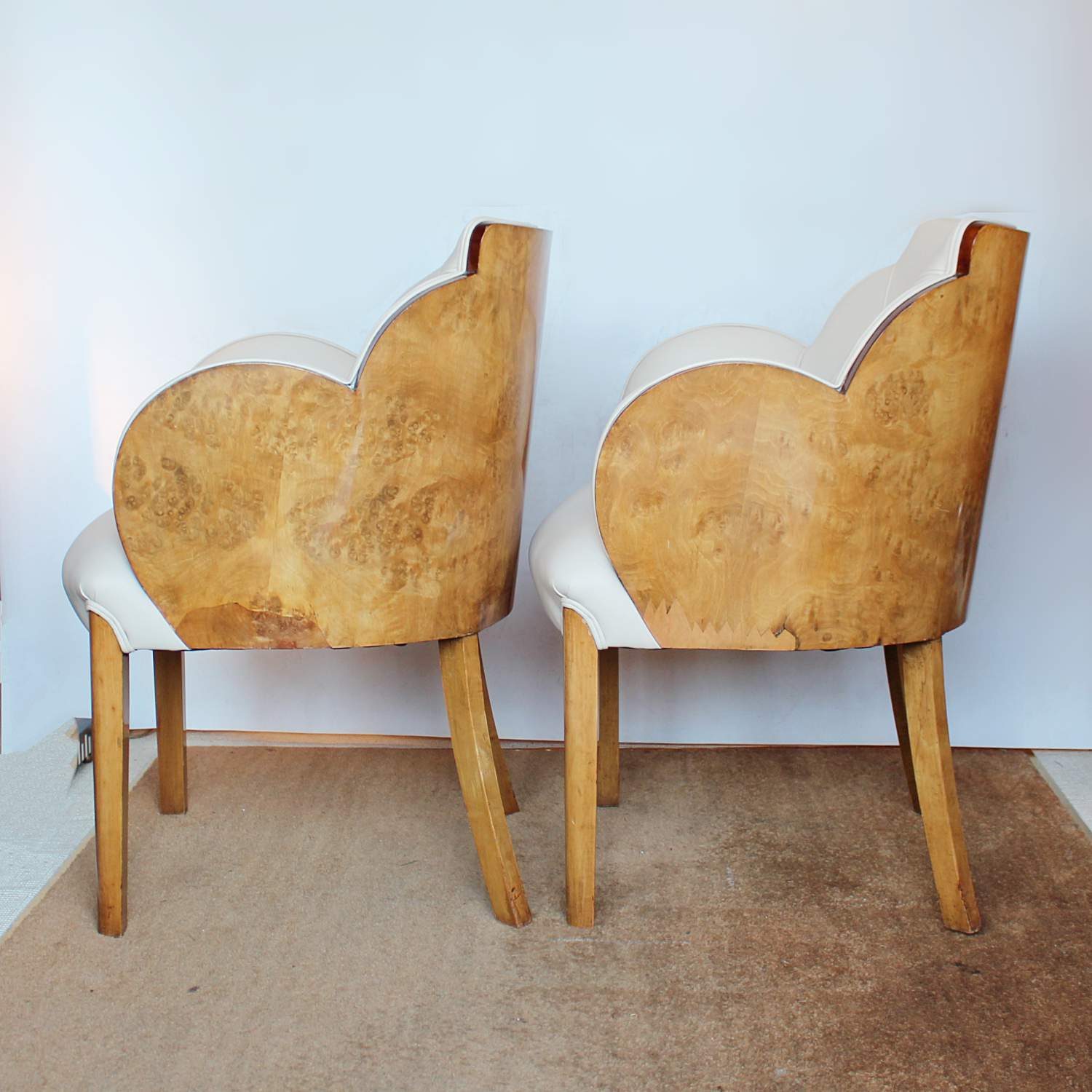 Epstein Art Deco cloud back chairs in burr walnut at Jeroen Markies
