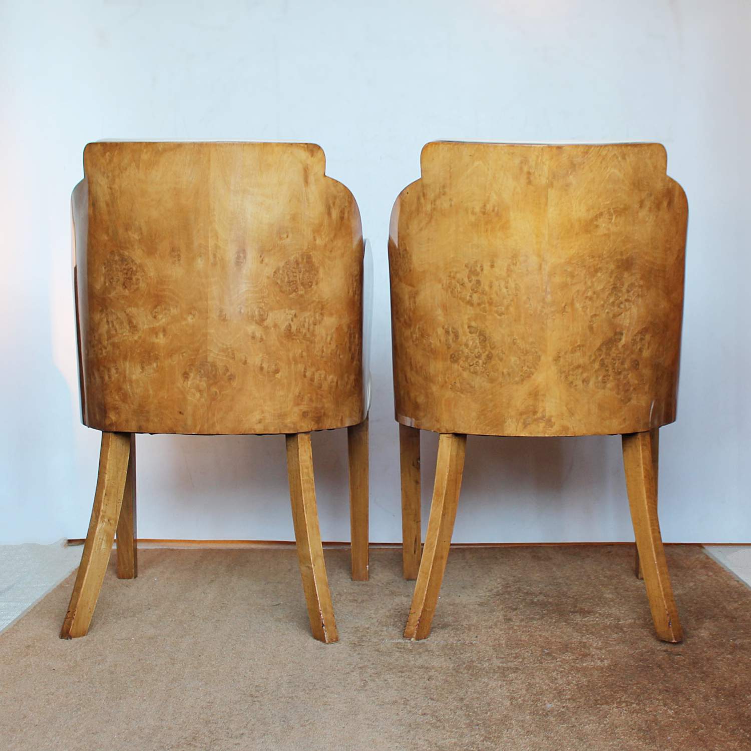 Epstein Art Deco cloud back chairs in burr walnut at Jeroen Markies