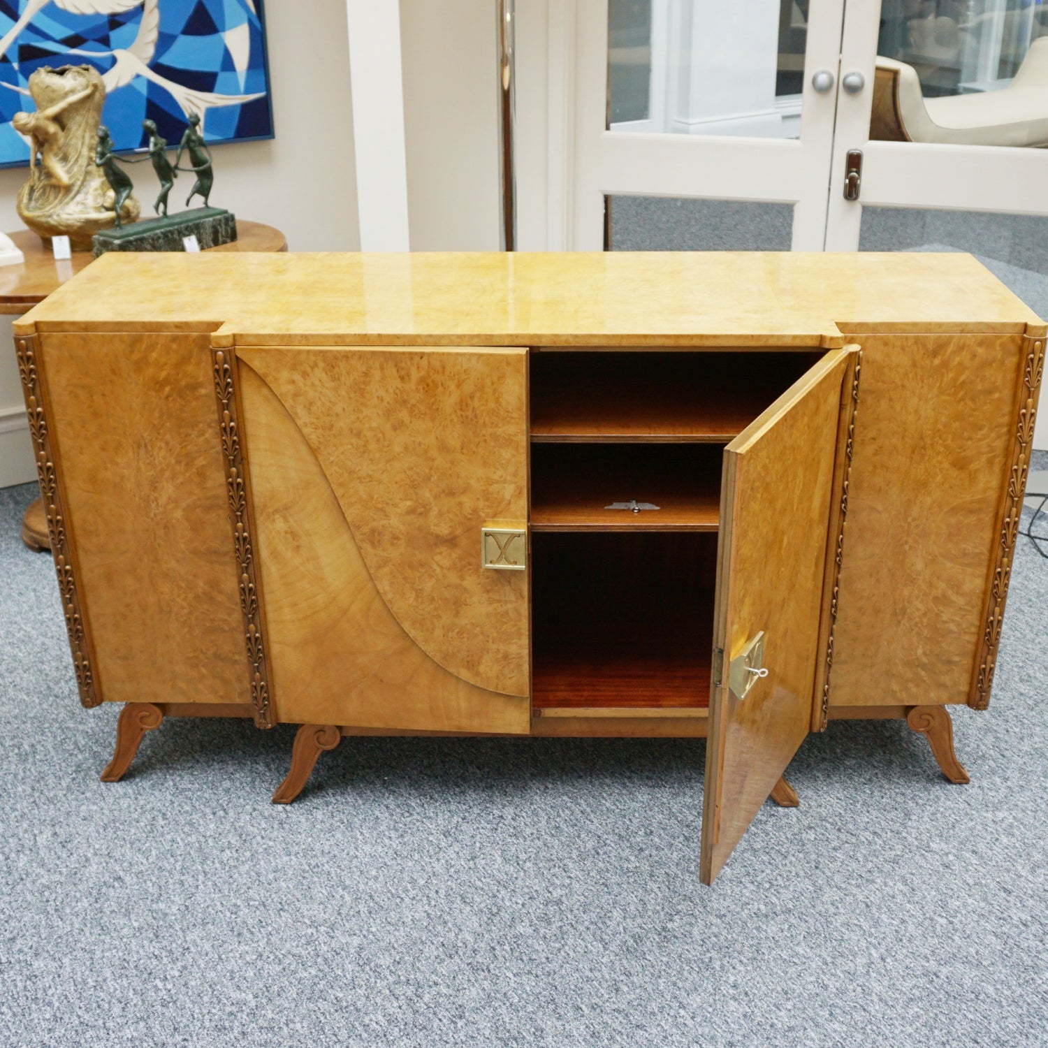 Original Art Deco Burr Walnut Sideboard by S.Hille & Co Ltd Original 1930's Art Deco - Jeroen Markies Art Deco