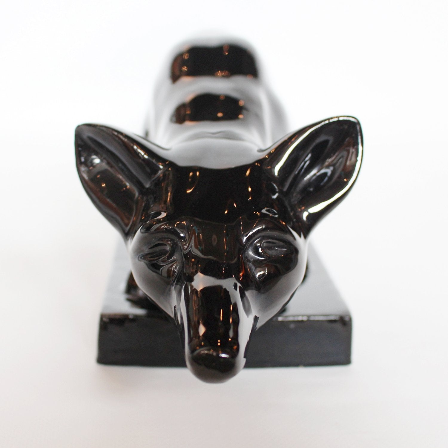 Charles LeManceau Art Deco black glazed ceramic fox at Jeroen Markies