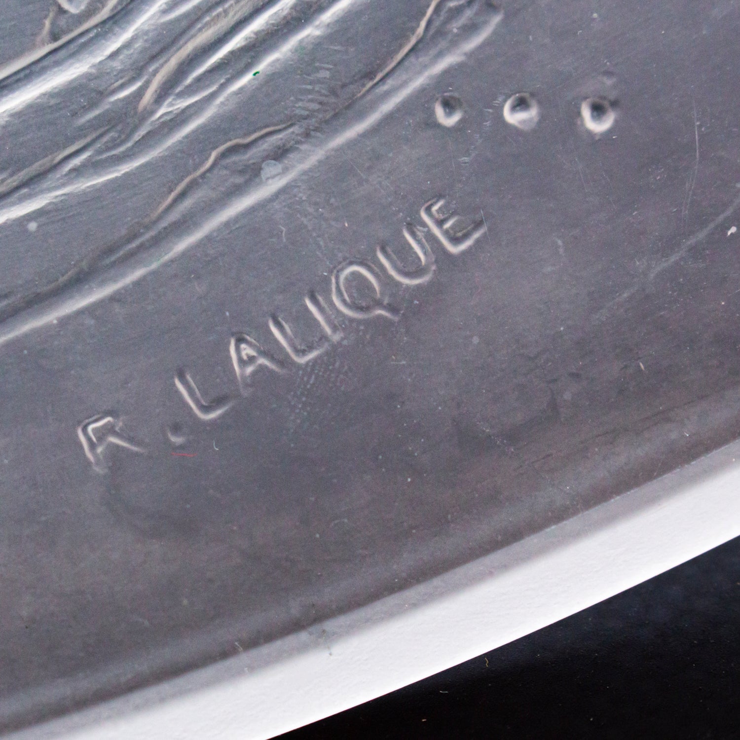 Sirene Coupe  an Art Deco ‘trepied’ glass coupe by Lalique Glass of frosted glass with raised opalescent design in the form of a mermaid frolicking in swirling waters set on three raised feet.
