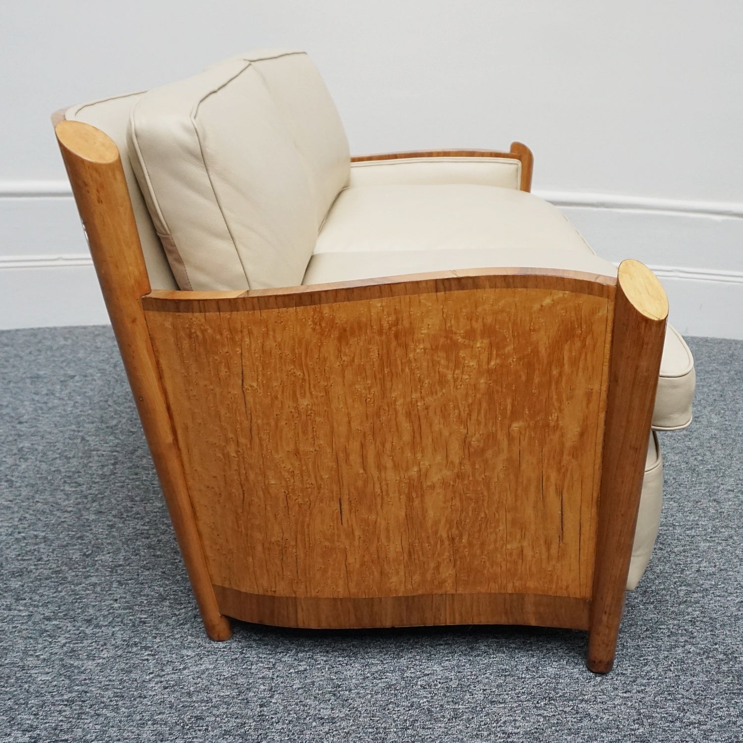 Vintage Art Deco Sofa and Chairs Leather Upholstery and Birdseye Maple - Jeroen Markies Art Deco