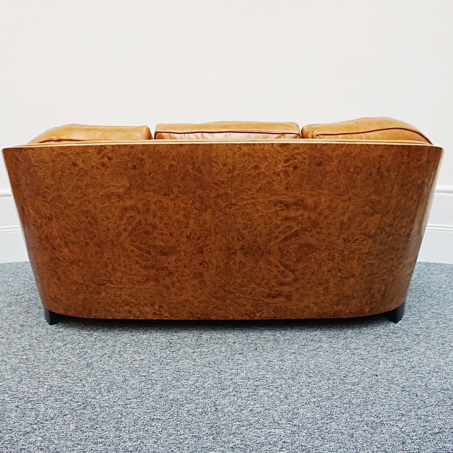 Vintage Art Deco Maurice Adams Club Sofa - Brown Leather and Walnut Sofa - Jeroen Markies Art Deco