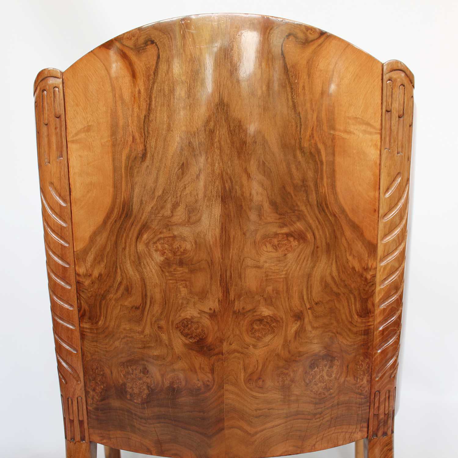 Maurice Adams Art deco armchairs with solid walnut legs circa 1930