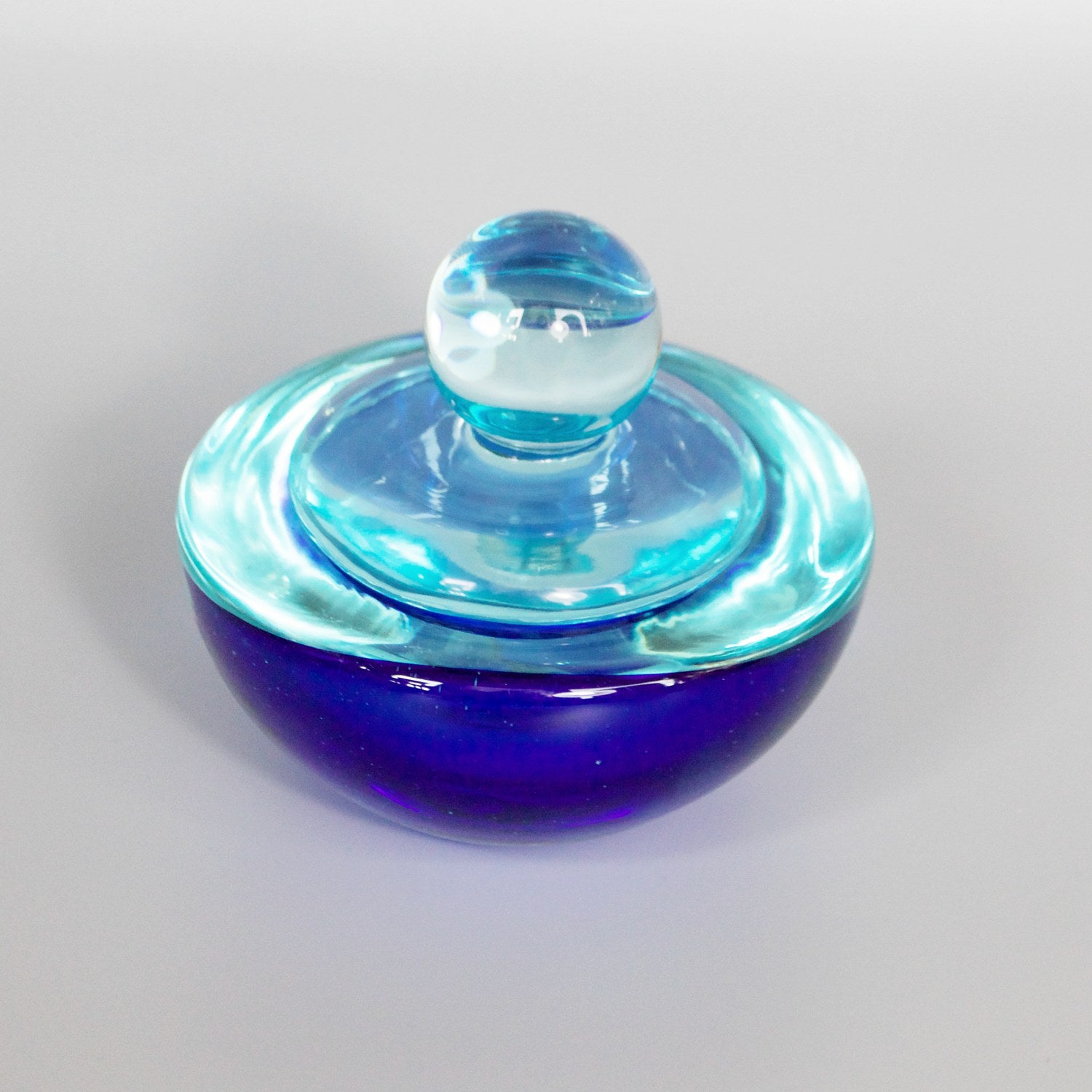 Blue Glass Dish & Cover