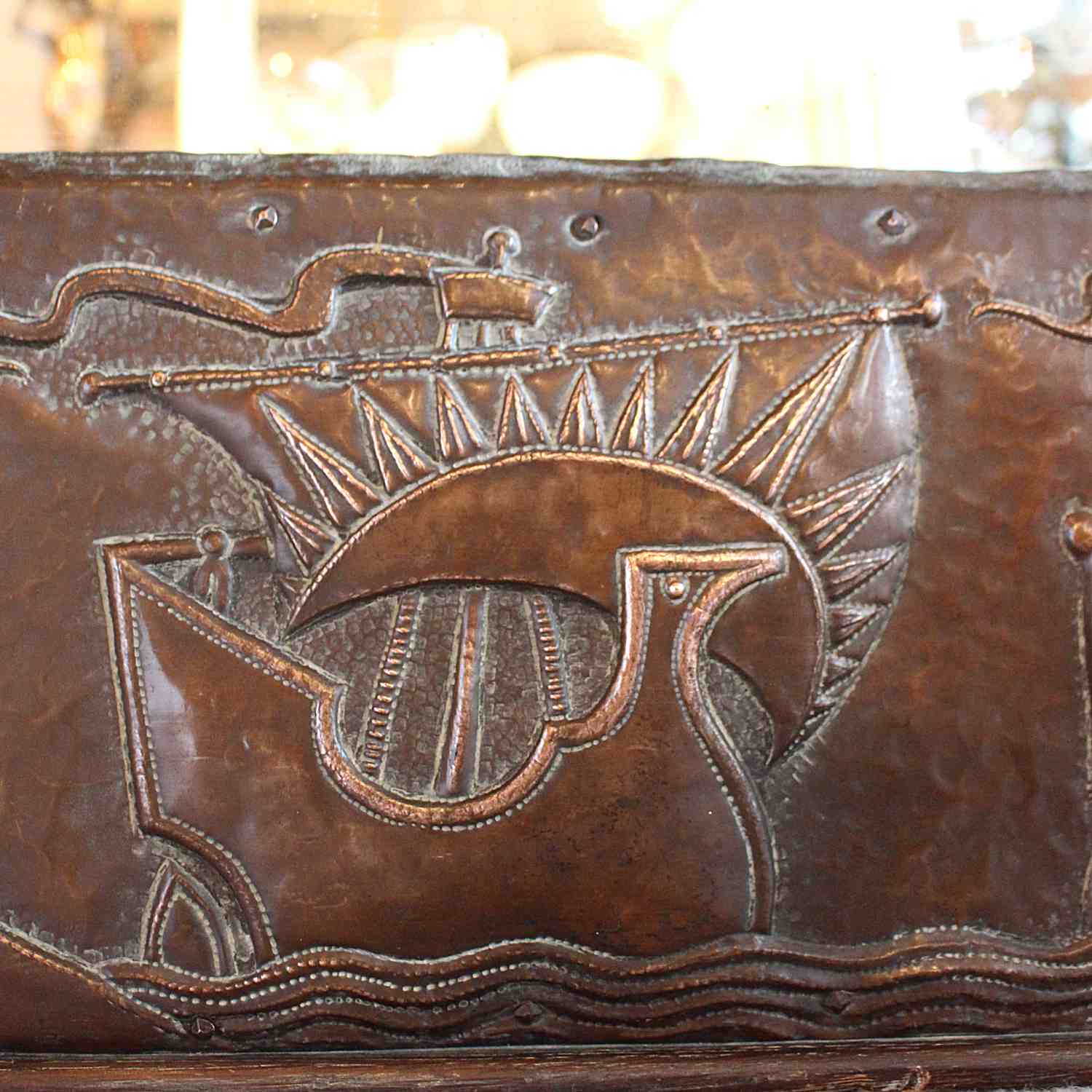 John Pearson Arts & Crafts copper framed mirror at Jeroen Markies