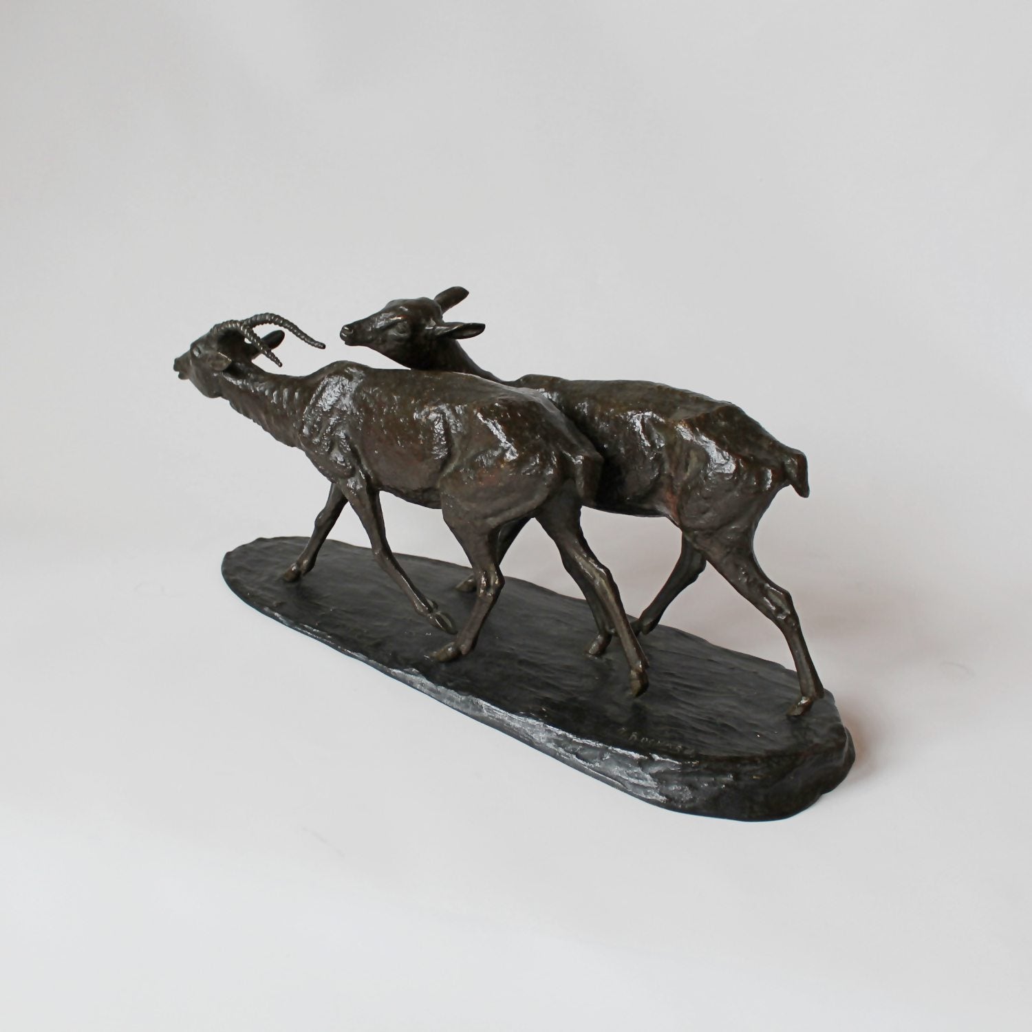 Rochard Art Deco bronze antelope