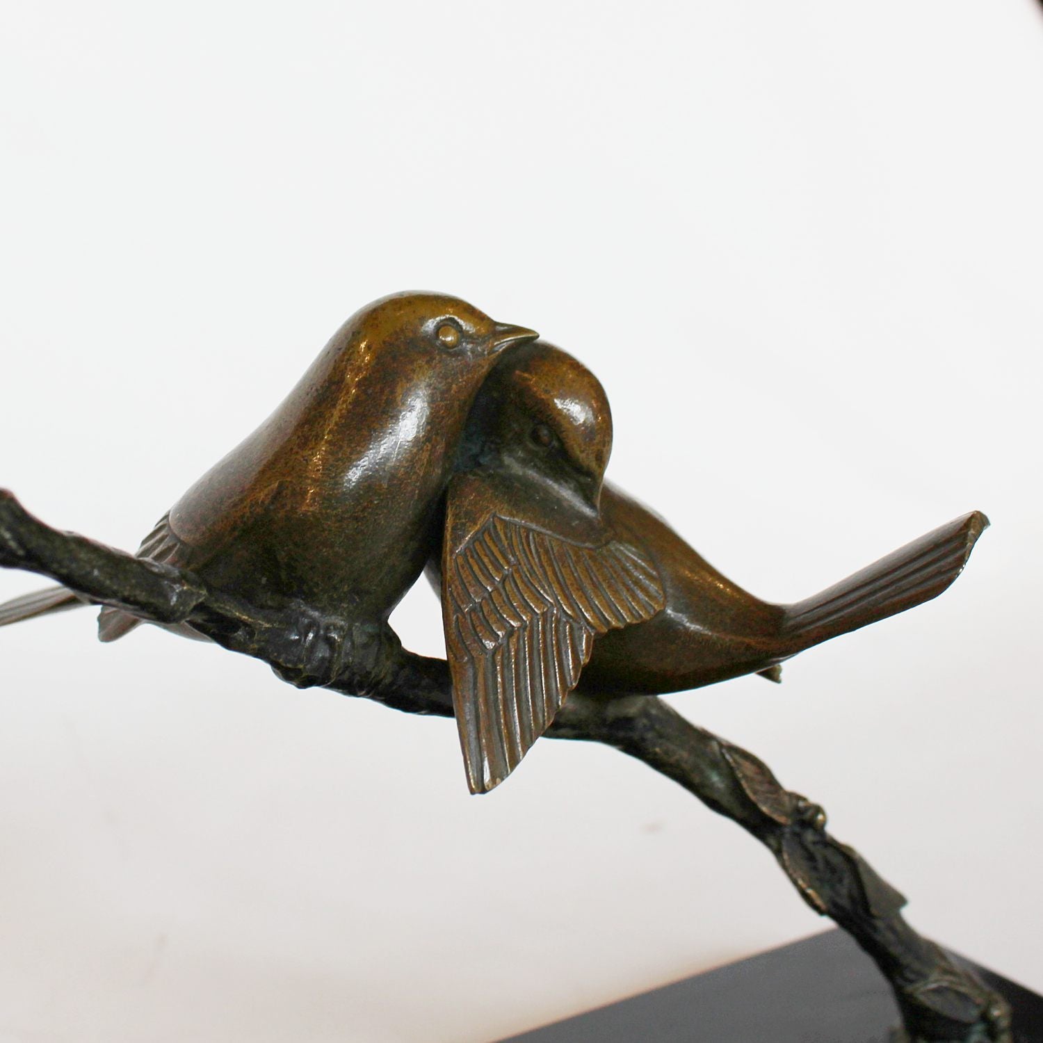 Art Deco bronze birds on a branch attributed to Irenee Rochard, circa 1930