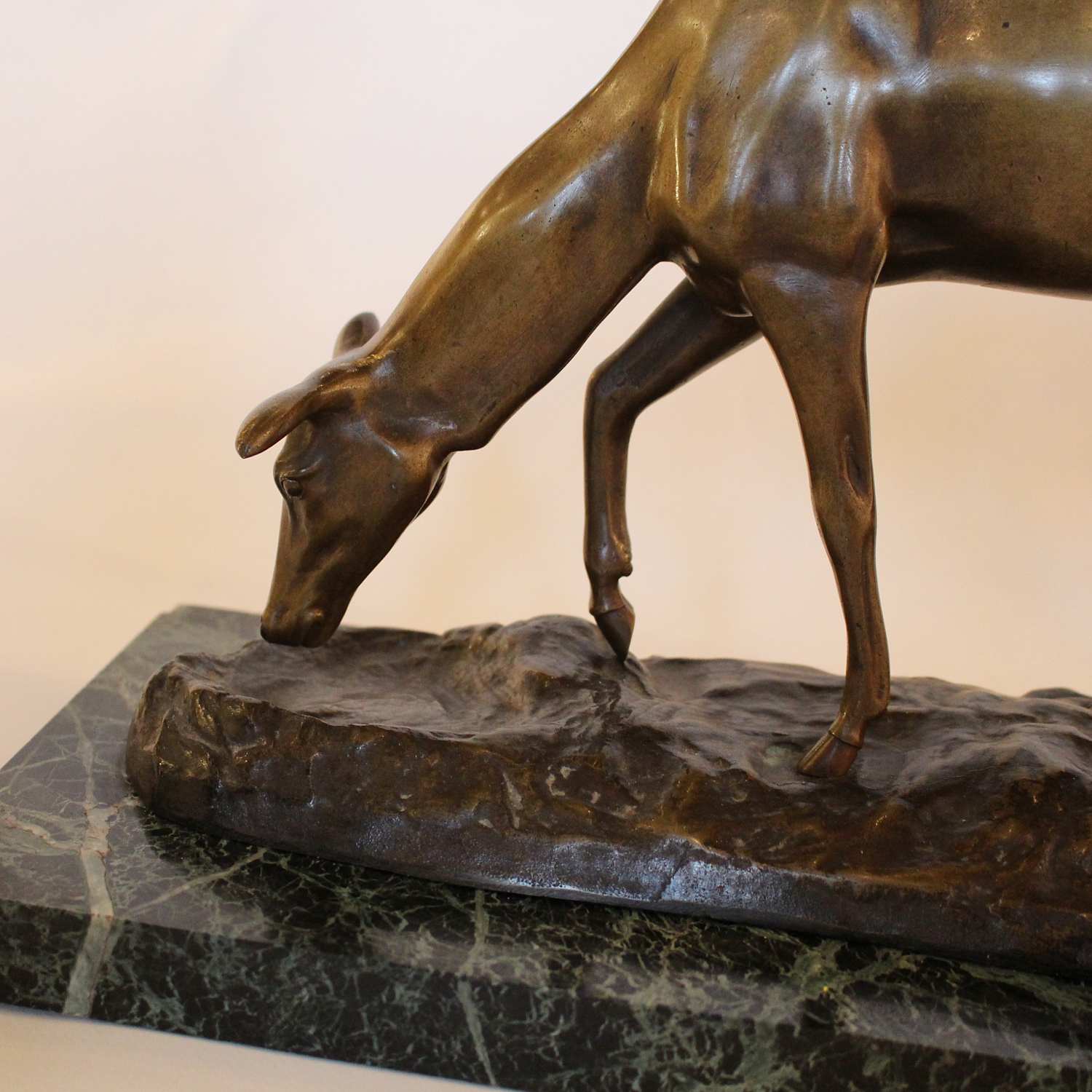Art Deco bronze deer sculpture by Irene Rochard circa 1930
