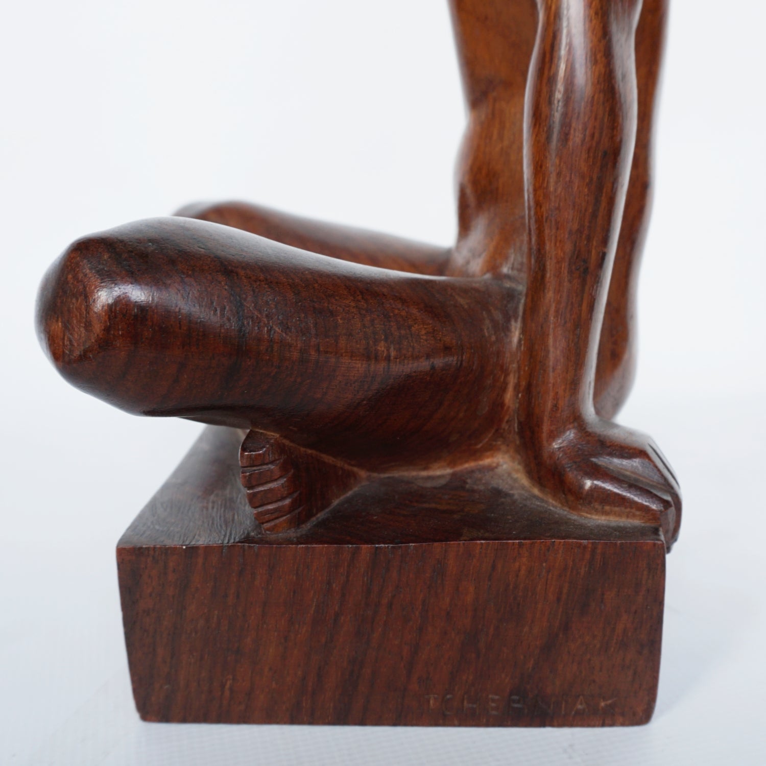 An Art Deco Carved Wood Nude Sculpture Signed Tcherniak - Jeroen Markies Art Deco