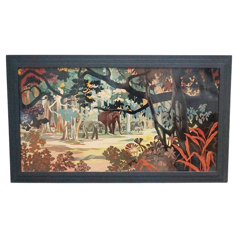 'Elephants in the Forest' Lacquer on Panel by Le Thy a Vietnamese Artist Original Vietnamese Art - Jeroen Markies Art Deco