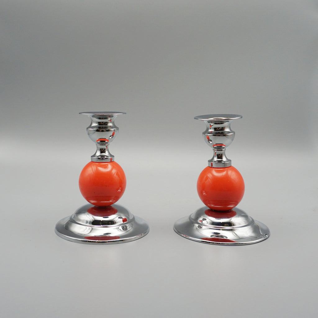 Art Deco Bakelite and Chromed Metal Candlesticks - Jeroen Markies Art Deco