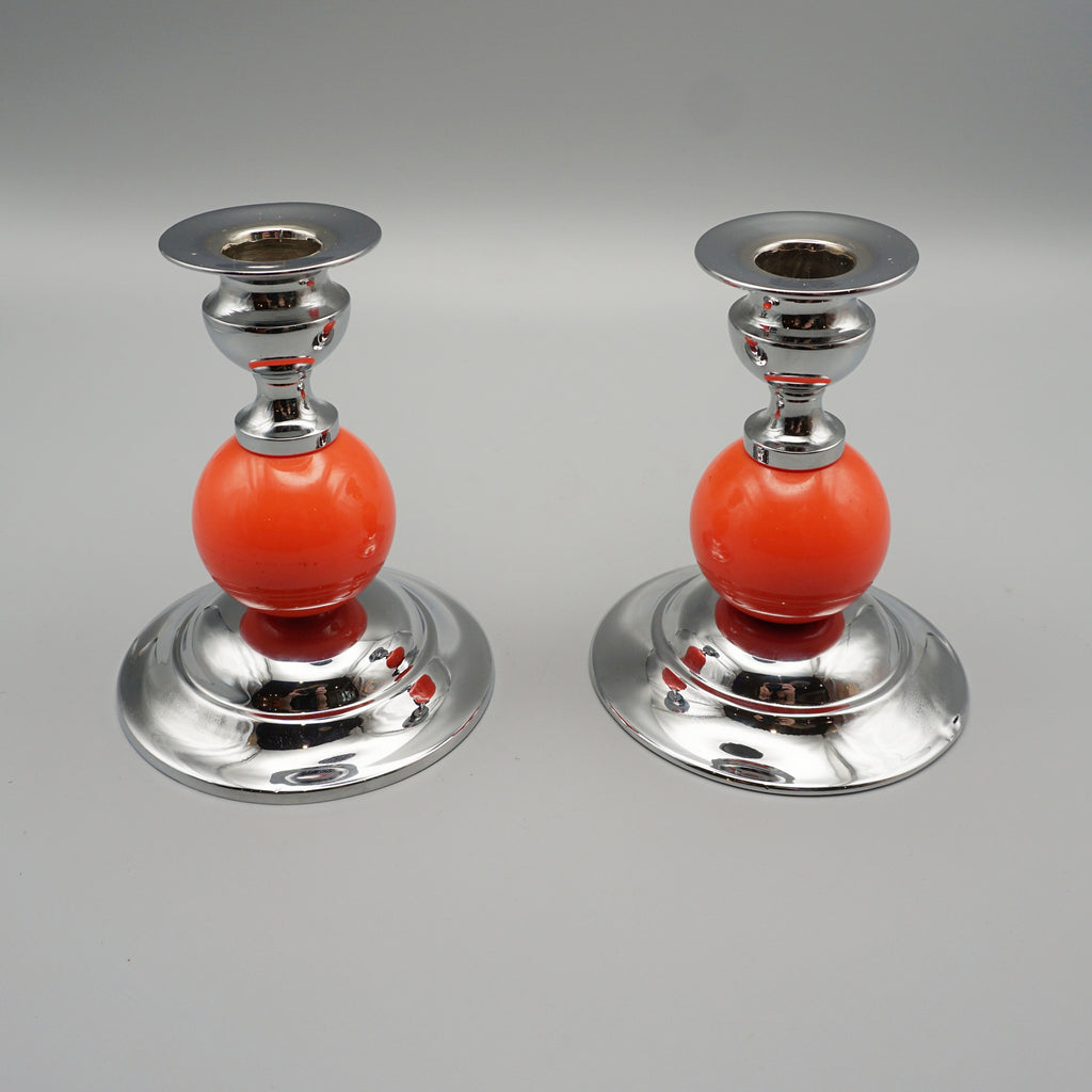 Art Deco Bakelite and Chromed Metal Candlesticks - Jeroen Markies Art Deco
