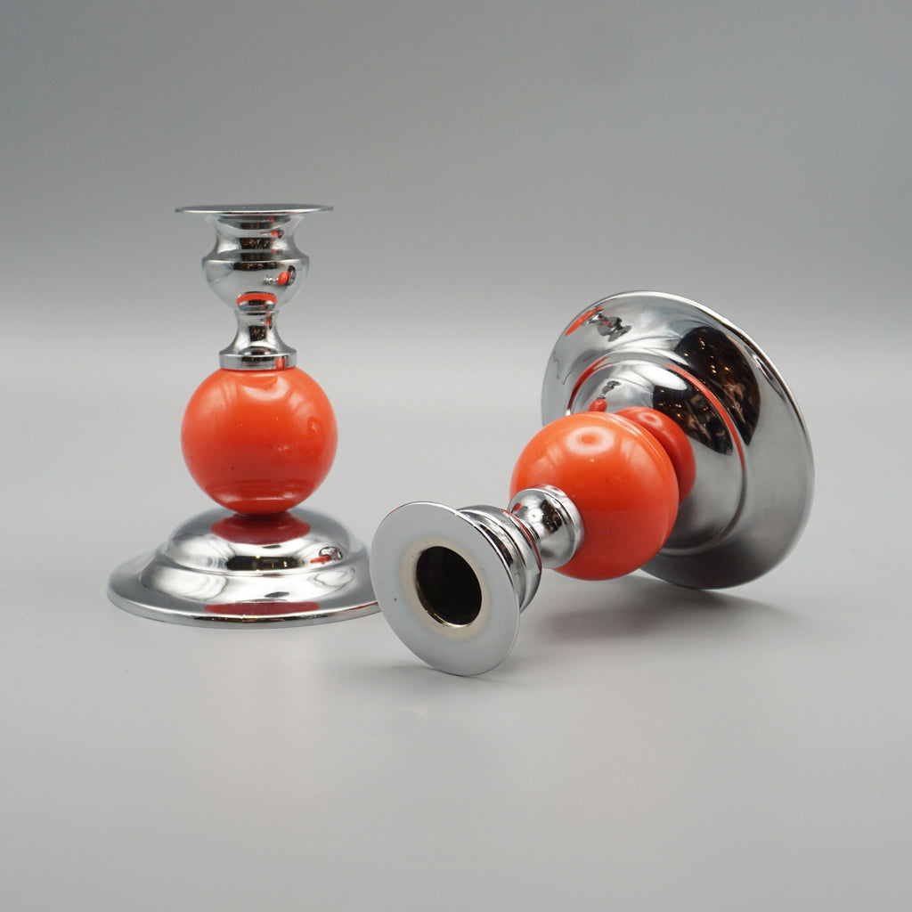 Art Deco Bakelite and Chromed Metal Candlesticks - Jeroen Markies Art Deco