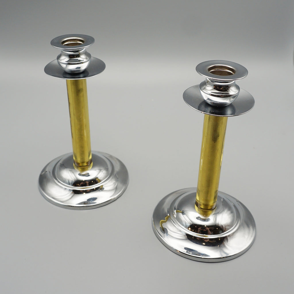 Pair of Art Deco bakelite and chromed metal candlesticks - Jeroen Markies Art Deco 
