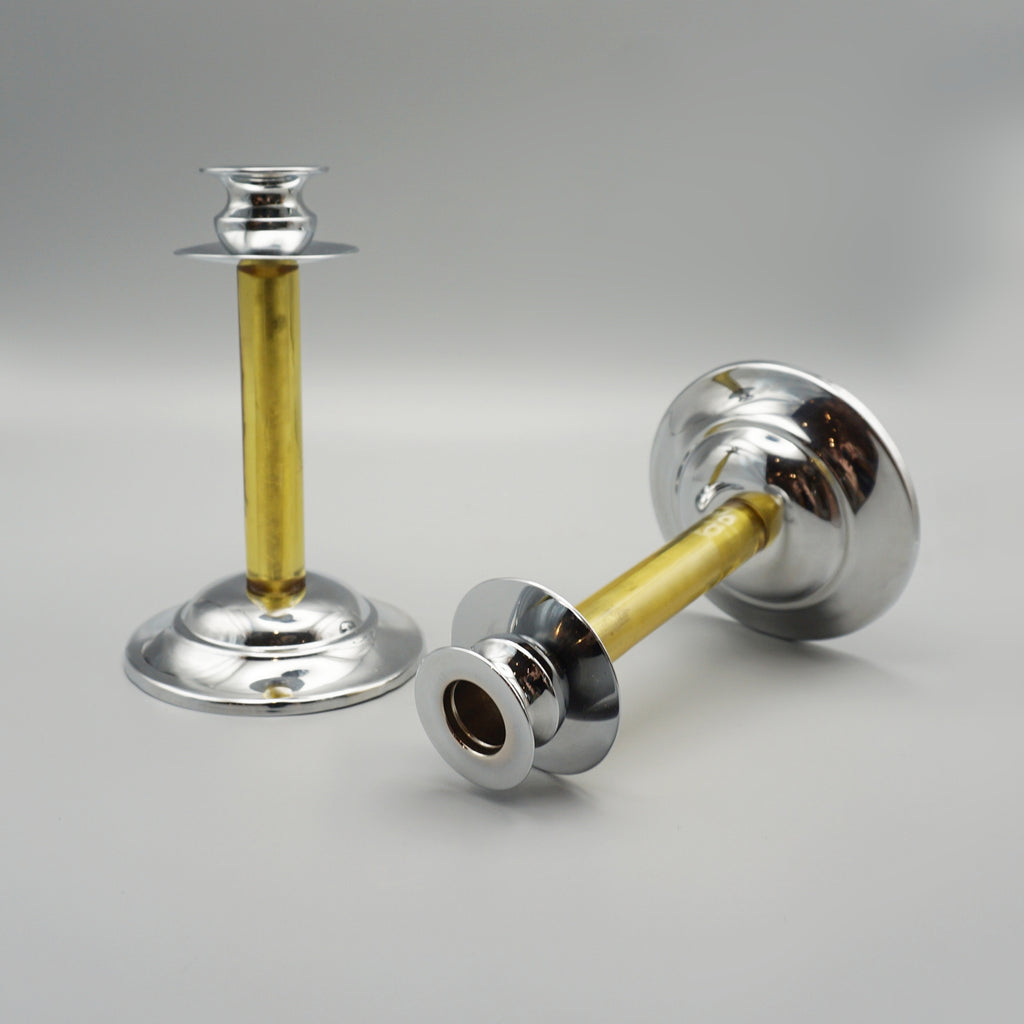 Pair of Art Deco bakelite and chromed metal candlesticks - Jeroen Markies Art Deco 
