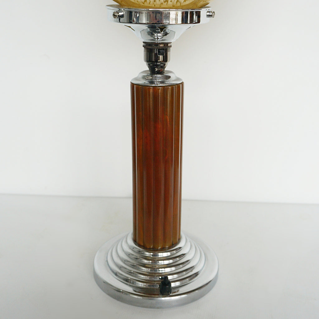 Bakelite Reeded Glass Art Deco Reeded Bakelite Lamp - Mottled Glass | Markies Antiques