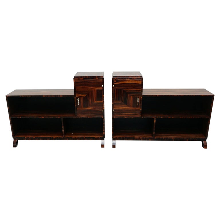 Pair of Vintage Macassar Ebony French Art Deco Bookcase Cabinets - Jeroen Markies Art Deco