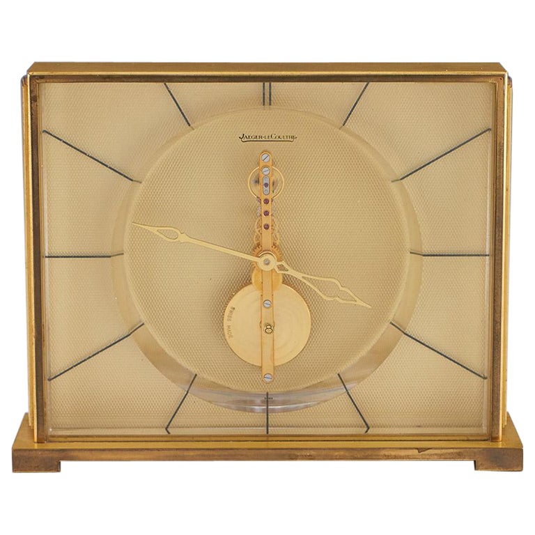 Vintage Jaeger LeCoultre 1950's Mantel Clock Gilt Brass - Jeroen Markies Art Deco