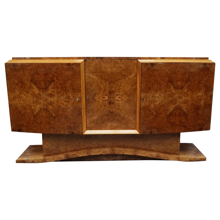 Art Deco 1930's Hille Designer Side Board in Burr Walnut - Jeroen Markies Art Deco