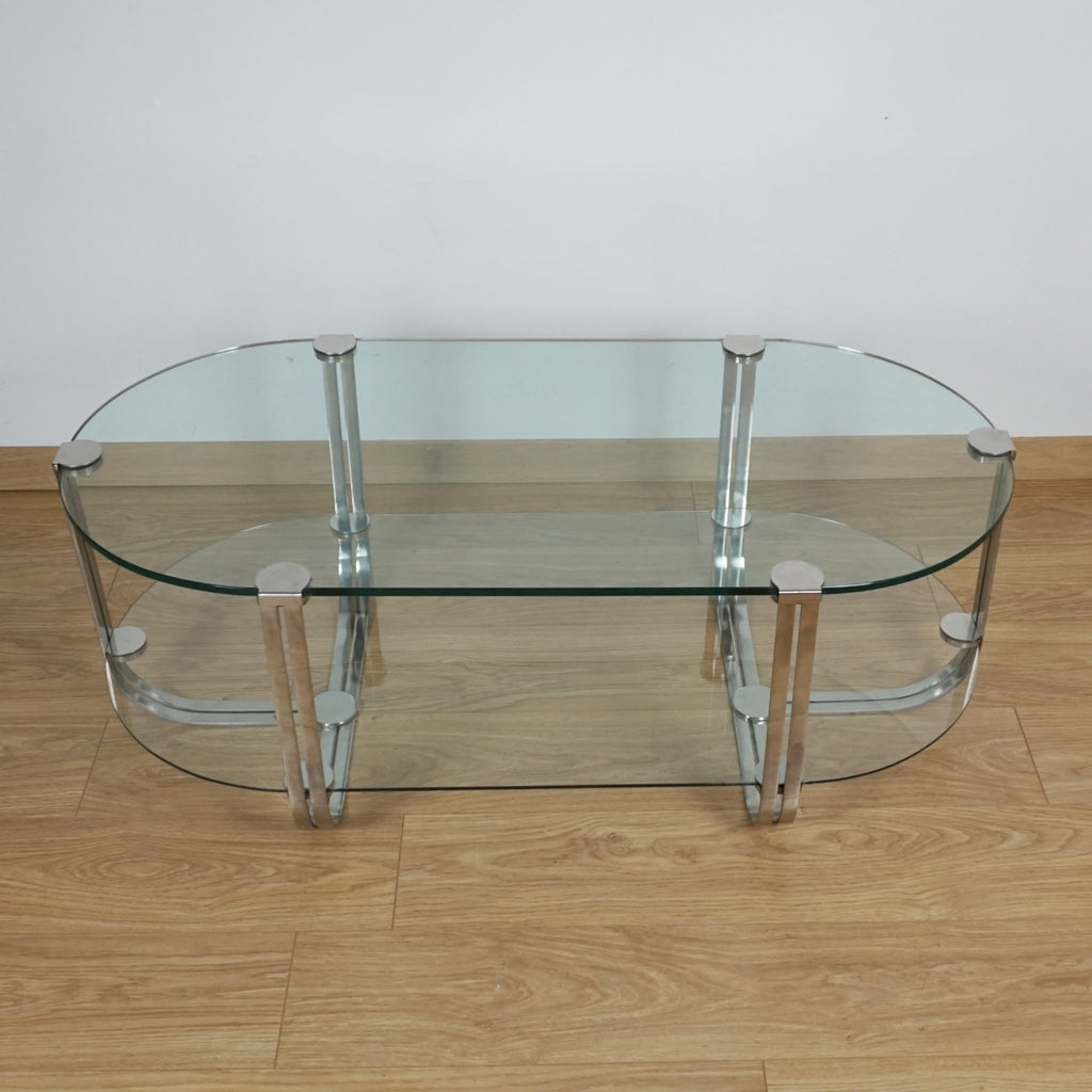 Mid-Century Italian Glass and Chrome Coffee Table - Markies Antiques 